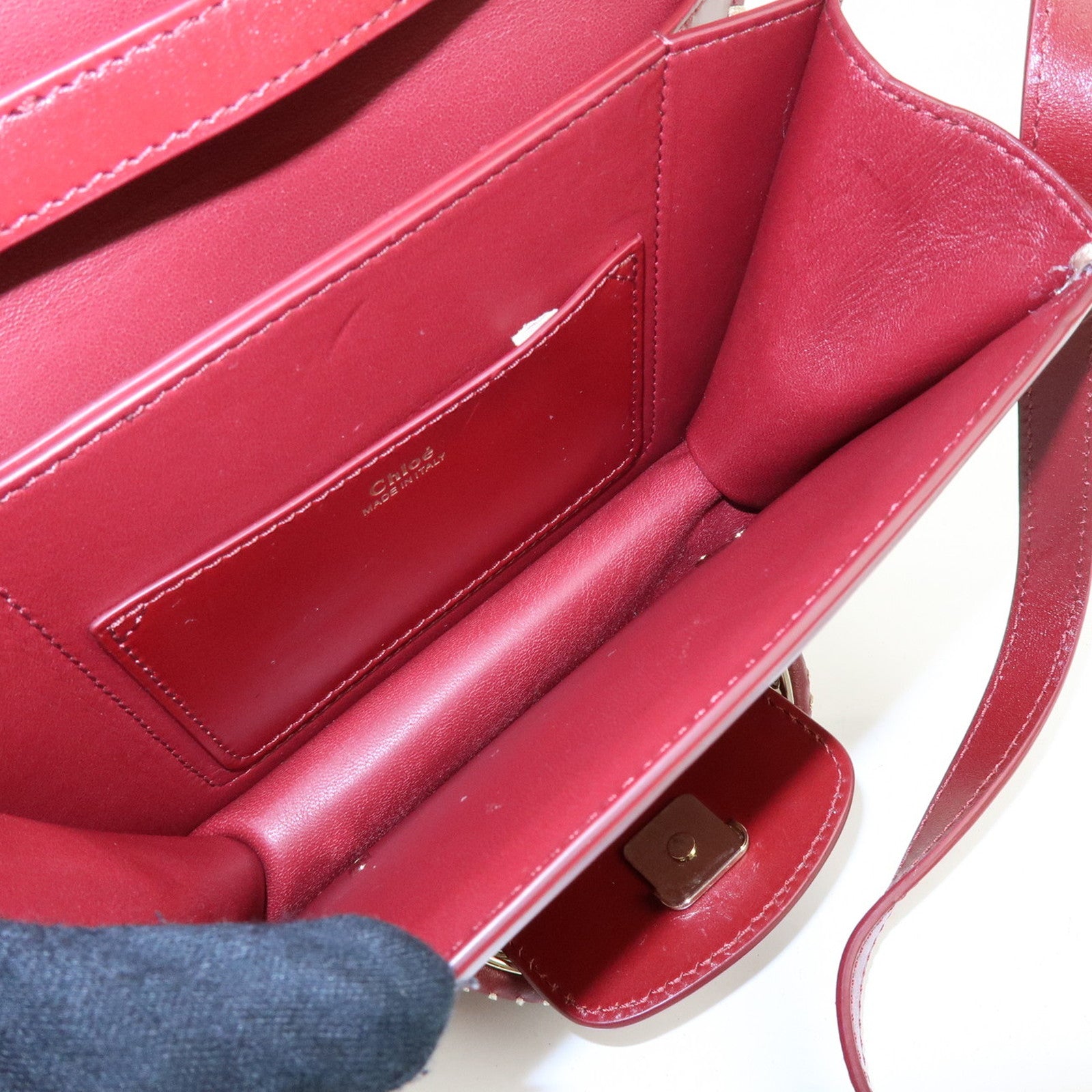 Chloe KATTIE Leather Shoulder Bag Crossbody Bag Wine Red