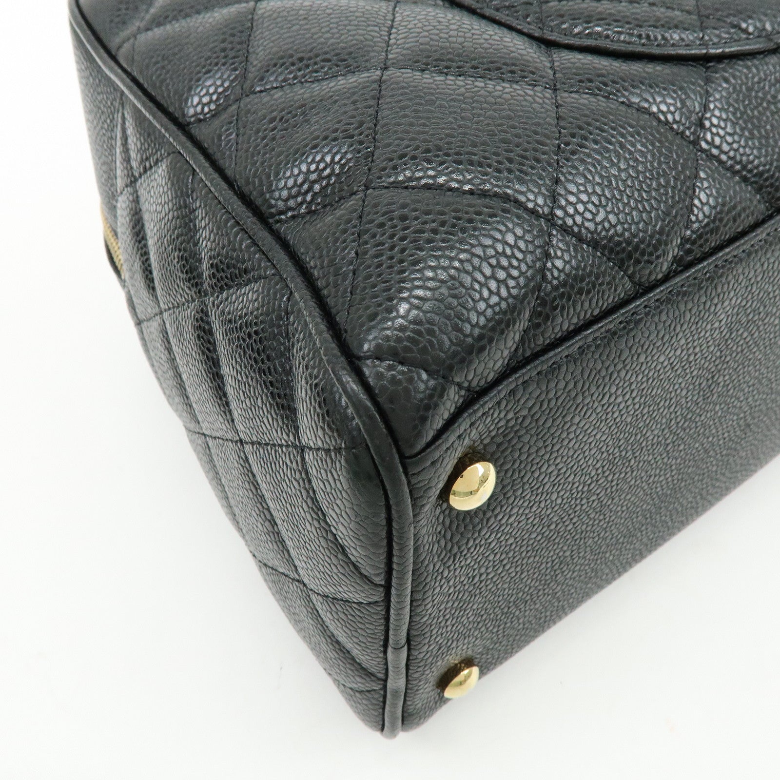 CHANEL Matelasse Caviarskin Leather Boston Bag Black