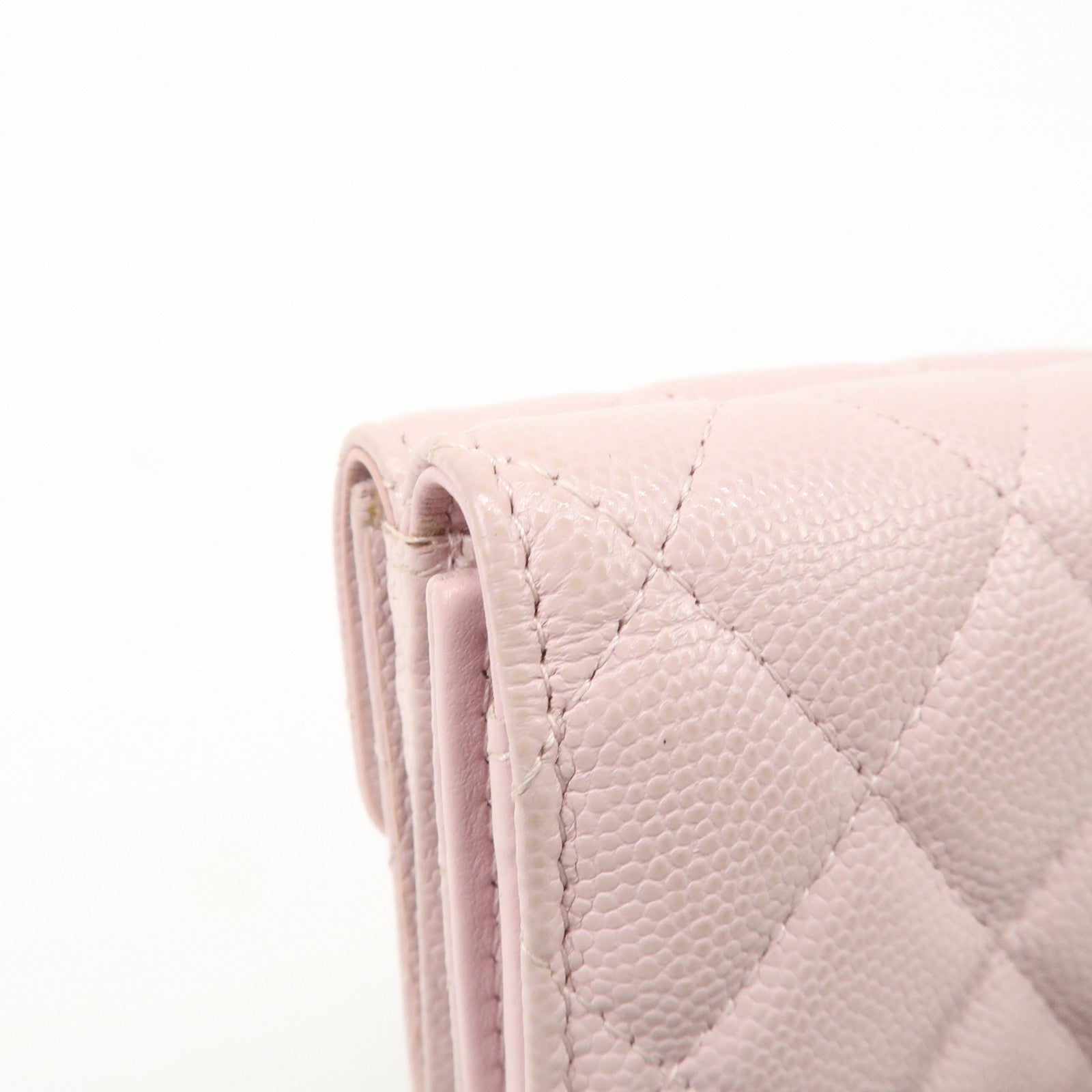 CHANEL Matelasse Caviarskin Classic Small Flap Wallet AP0230 Used