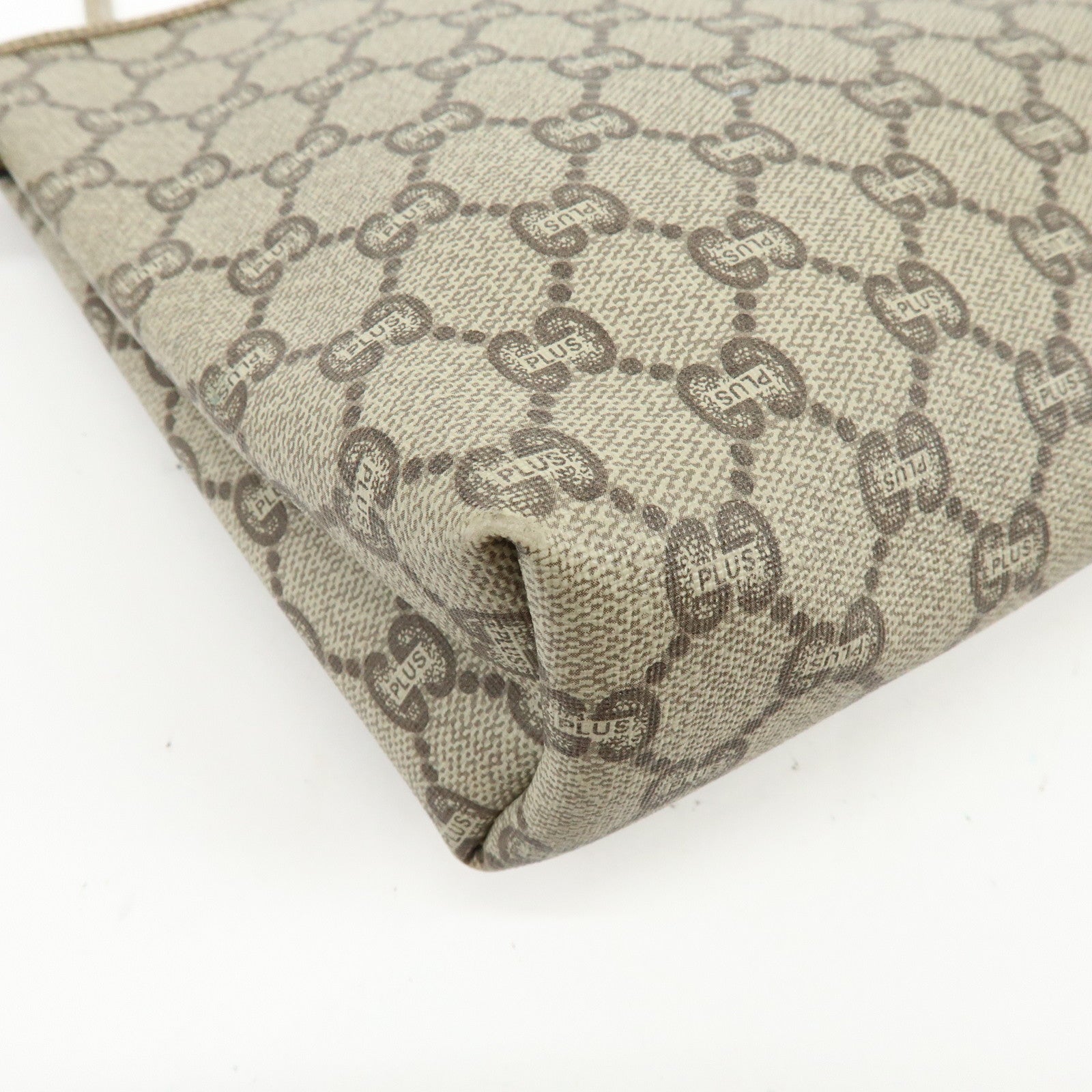 GUCCI Old GUCCI GG Plus Leather Clutch Bag Pouch Beige Brown