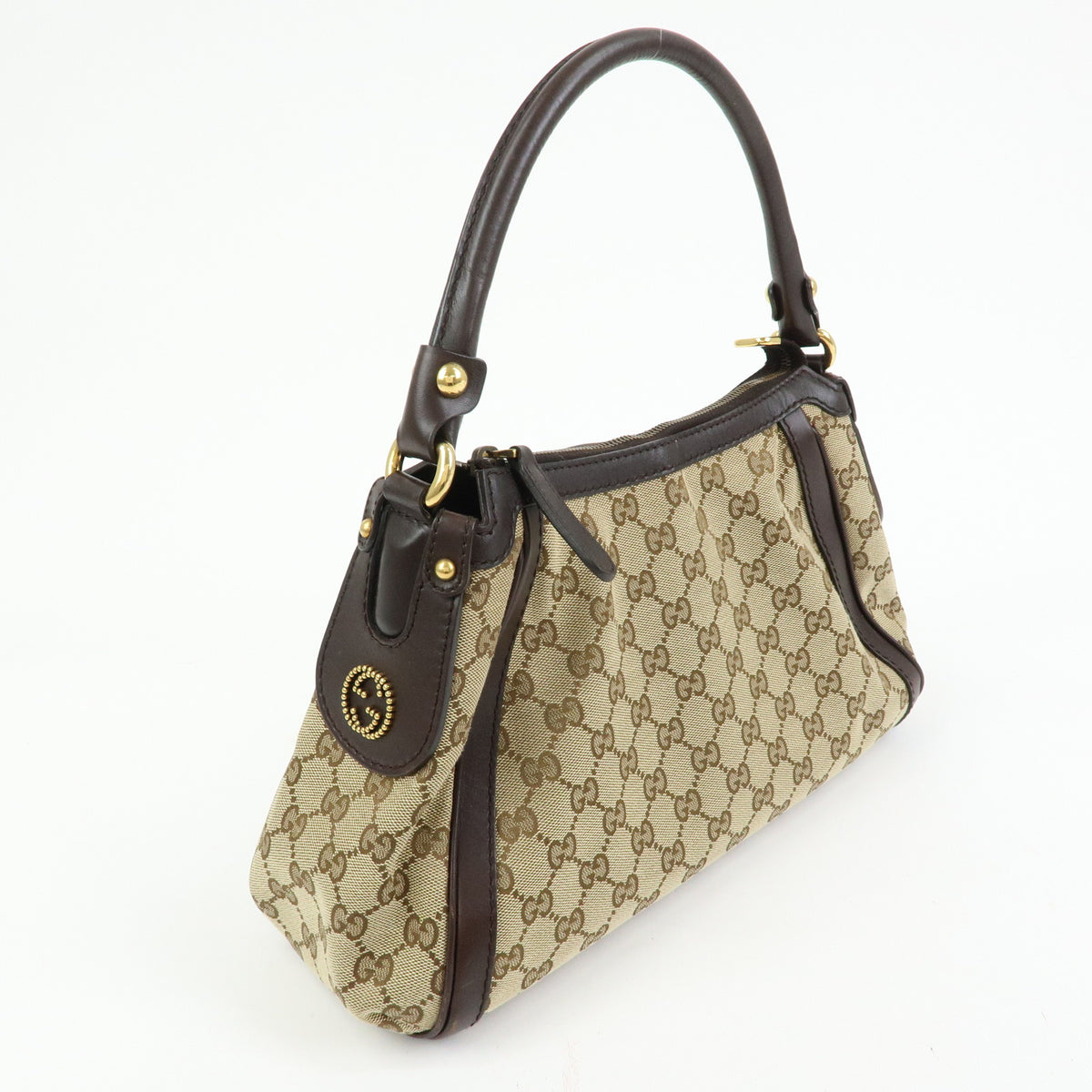 GUCCI Scarlett Interlocking G GG Canvas Leather Shoulder Bag 282298