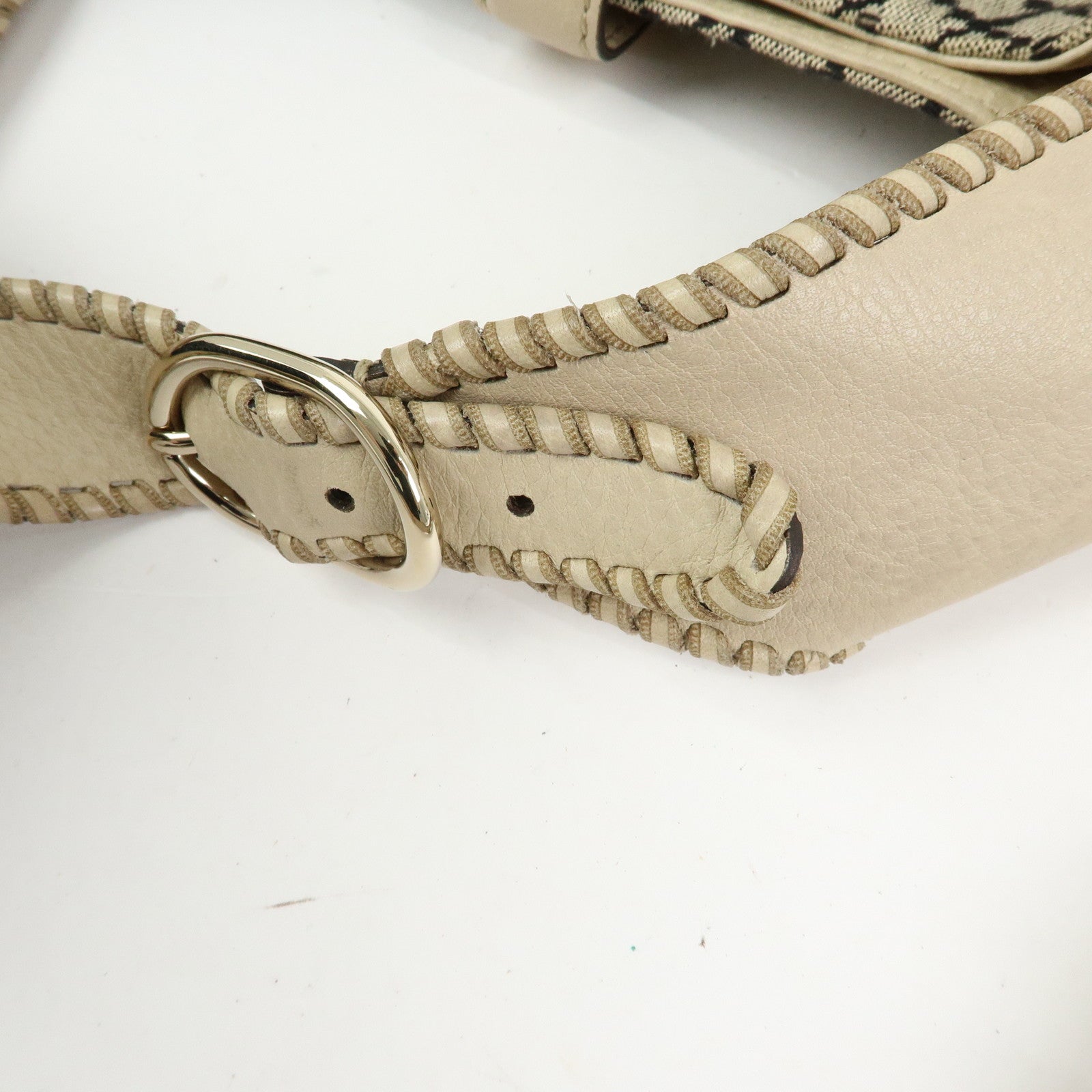 GUCCI New Jackie Bamboo Diamante Canvas Leather 2Way Bag 246907