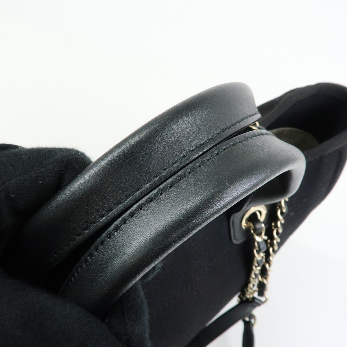 CHANEL Deauville Tote MM 2WAY Hand Bag Shoulder Bag Black A57069