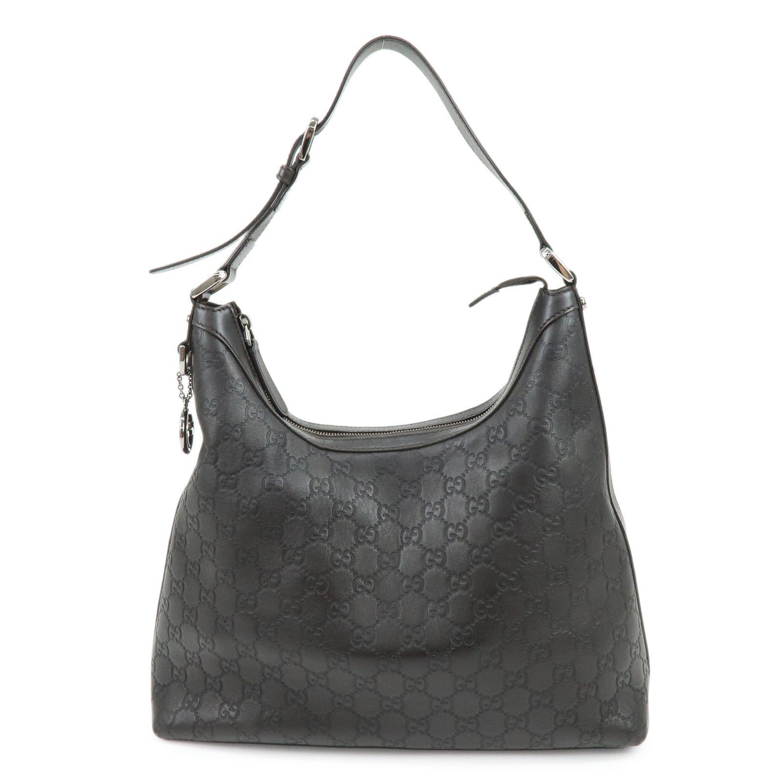 GUCCI Guccissima Interlocking G Leather Shoulder Bag Brown 339553