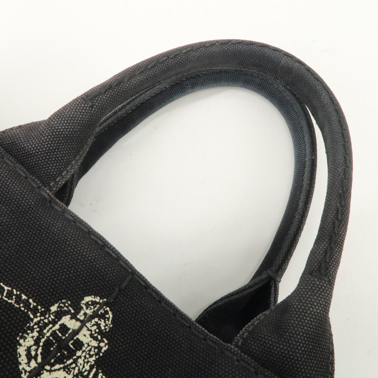 PRADA Logo Denim Canapa Canvas 2 Way Tote Bag Hand Bag Black B2642B Used