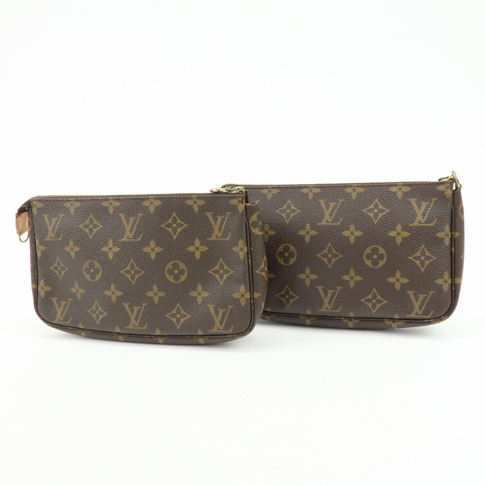 Louis Vuitton Monogram Canvas Set of 2 Pochette Accessoires Pouch Brown