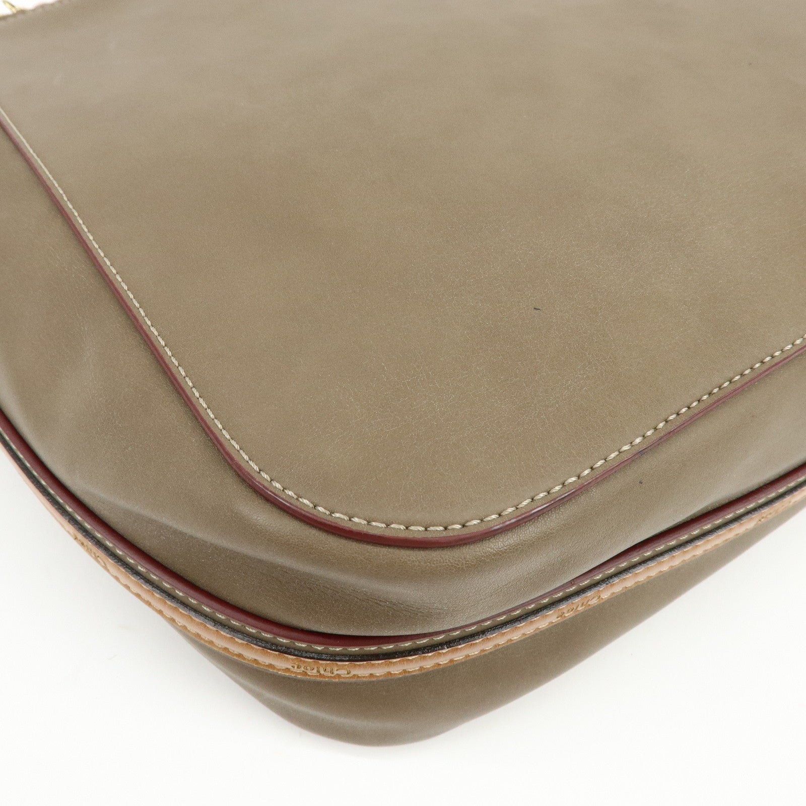 Chloe Sam Leather 2Way Bag Hand Bag Shoulder Bag Greige