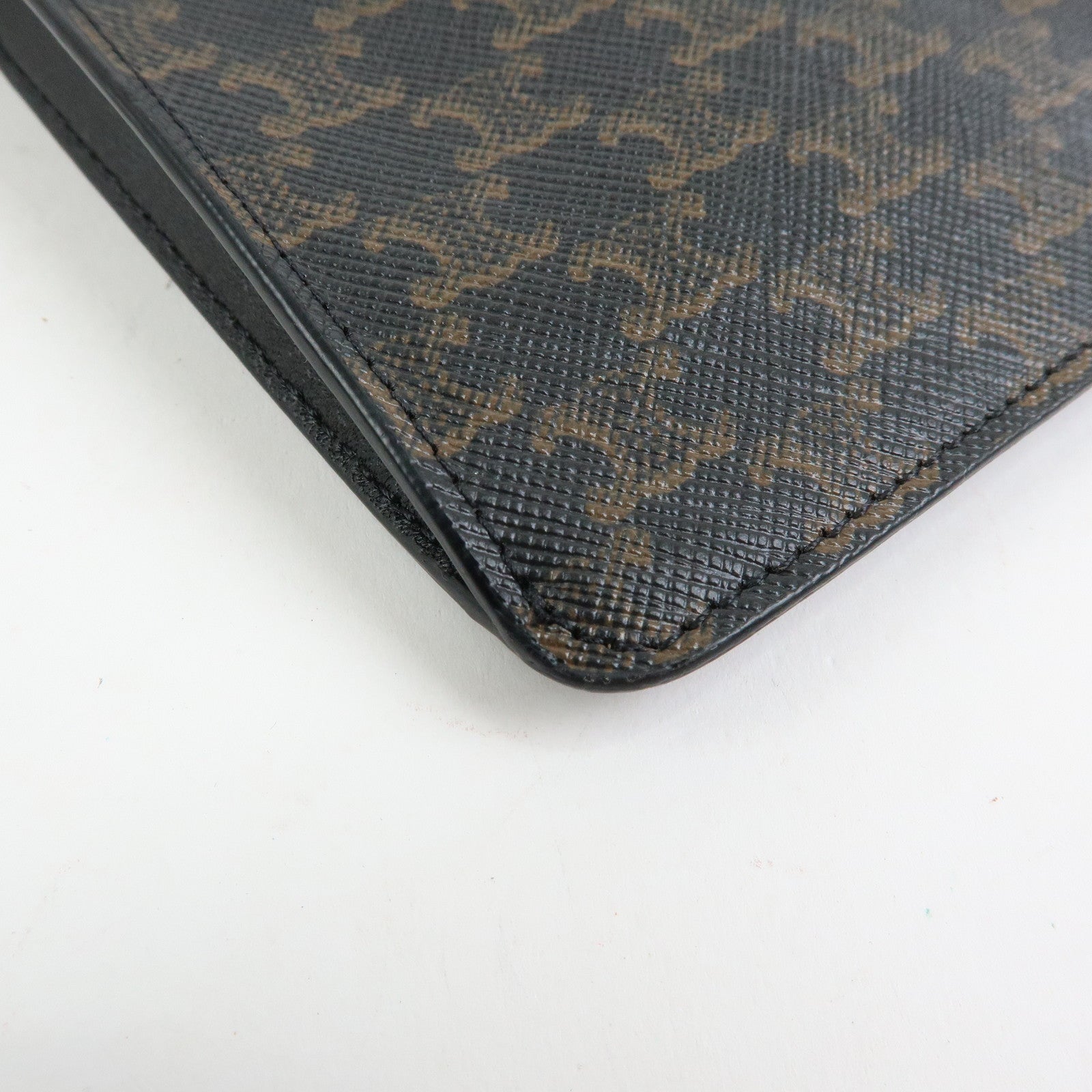 CELINE Triomphe PVC Leahter Mobile Pouch Phone Case Black Brown