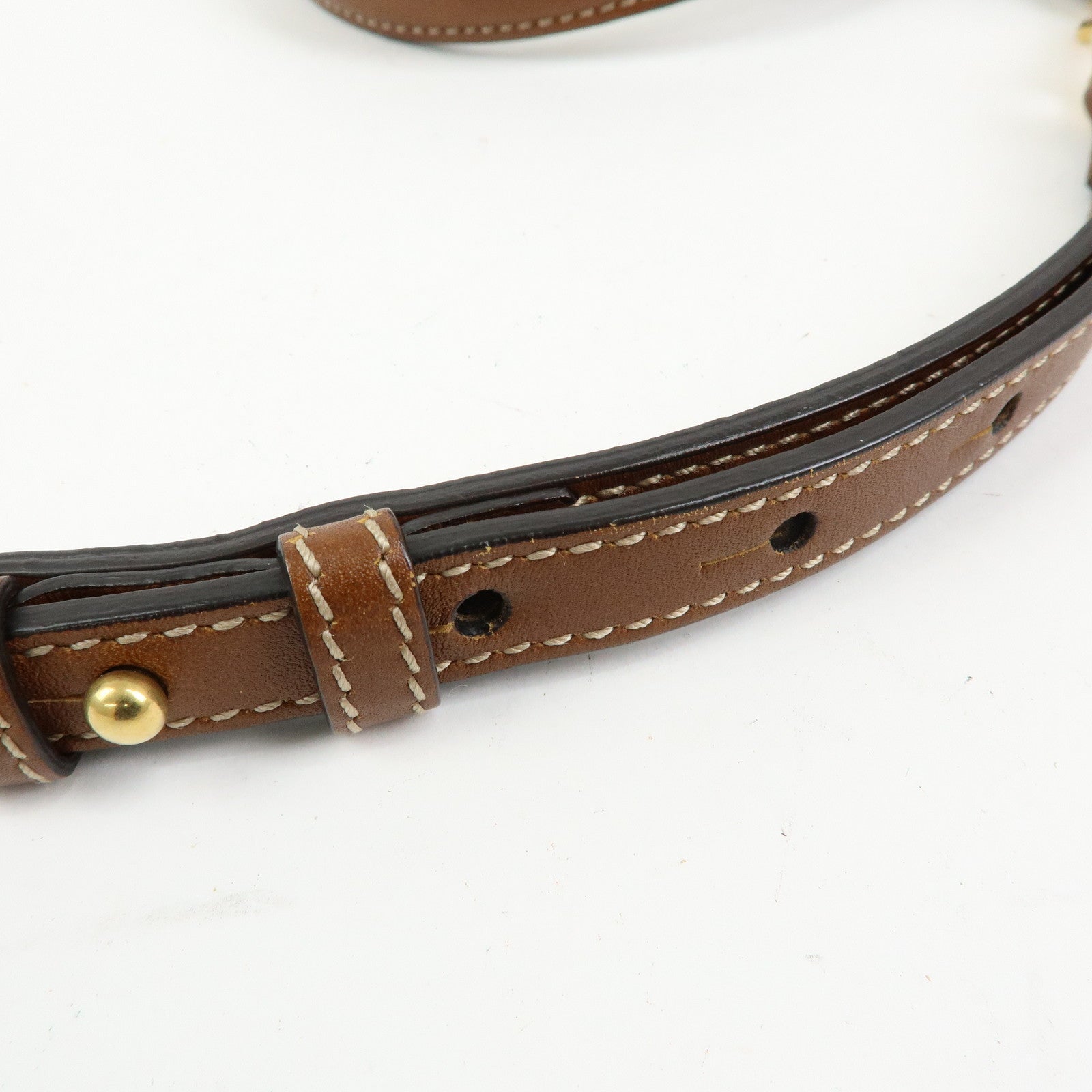 GUCCI Double G Leather 2Way Bag Hand Bag Shoulder Bag Brown 421890