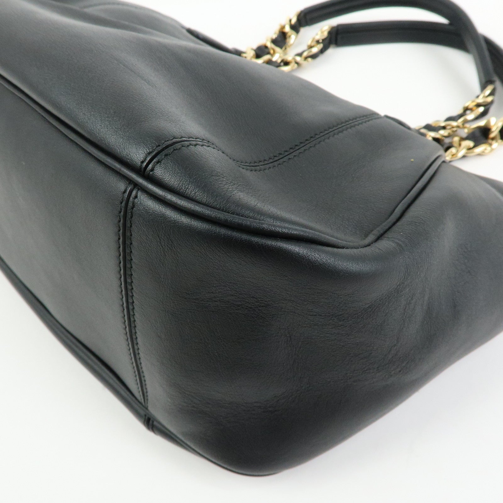 Ferragamo Gancini Leather Hand Bag Shoulder Bag Black 21 F077
