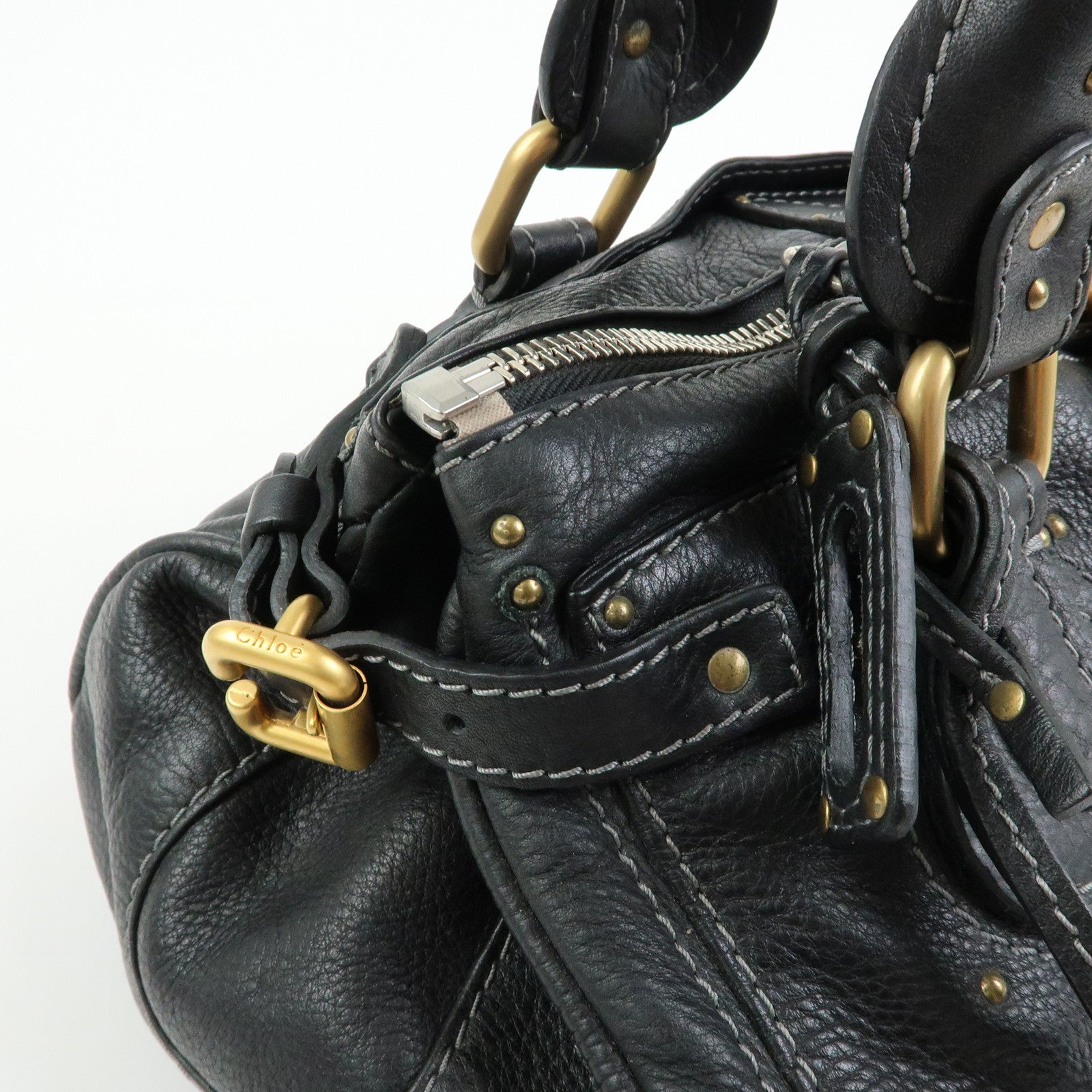 Chloe Paddington Leather Boston Bag Hand Bag Black