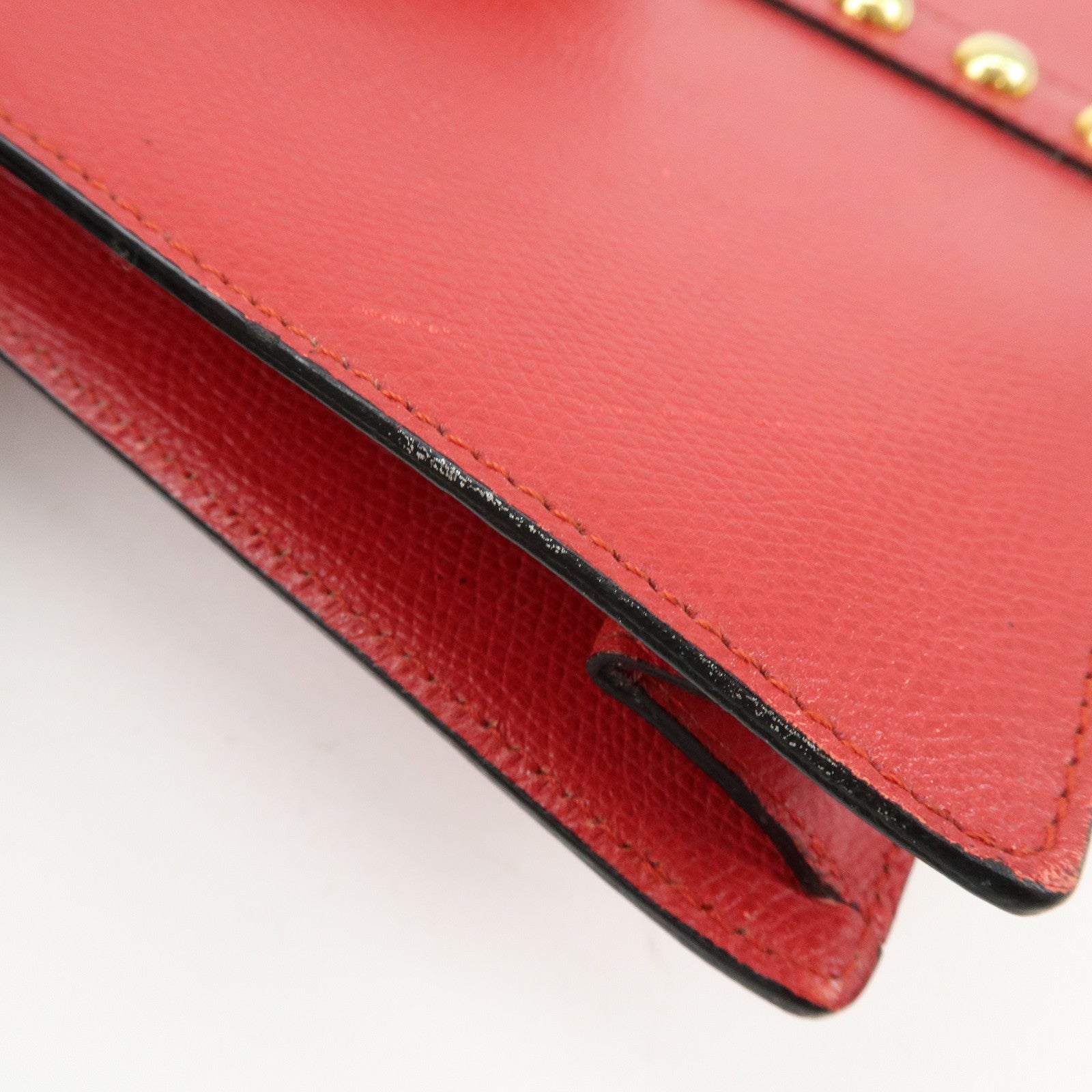 SAINT LAURENT PARIS Y-Line Leather Studs Shoulder Bag Crossbody Bag Red