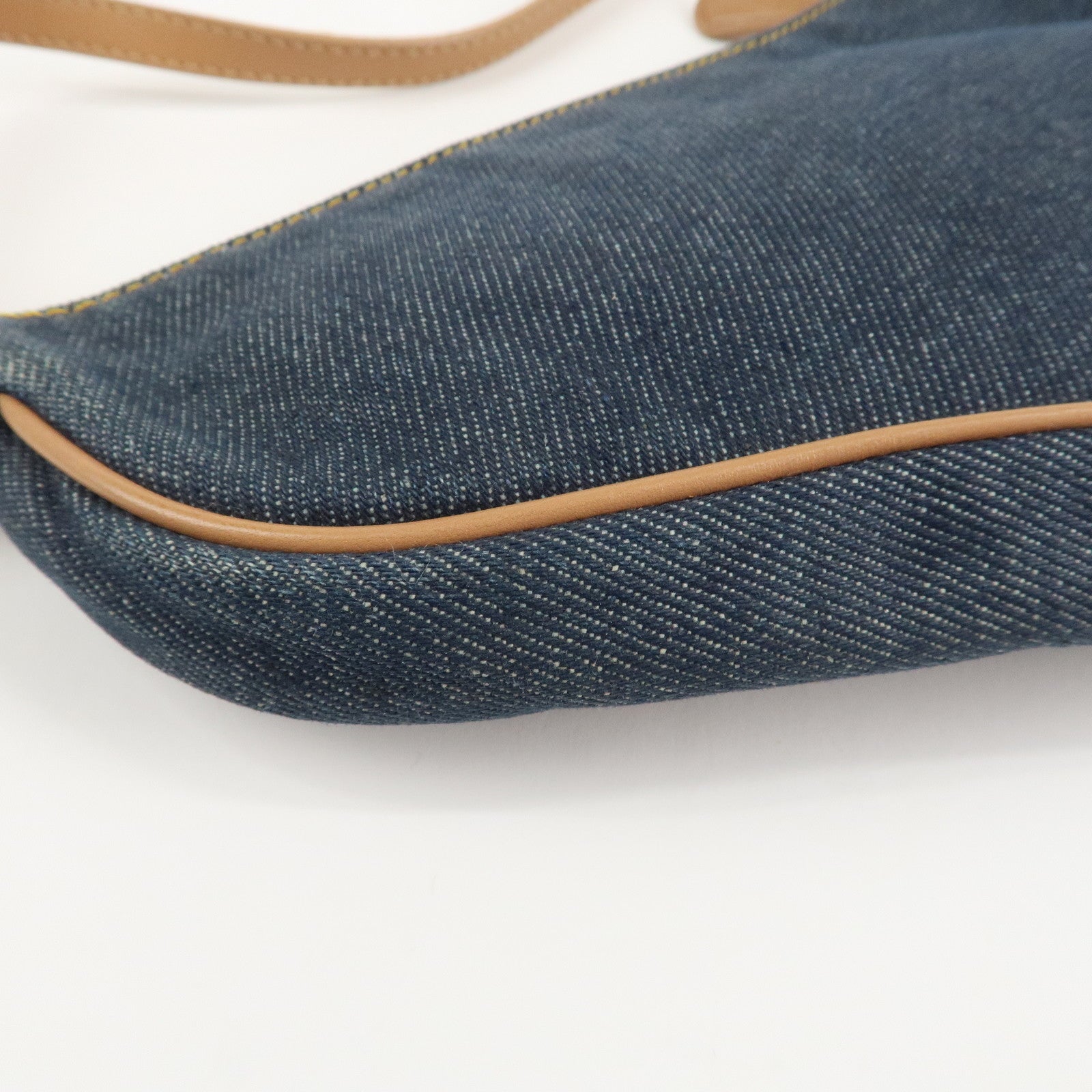 Christian Dior Saddle Pouch Denim Leather Hand Bag Shoulder Bag Indigo Used