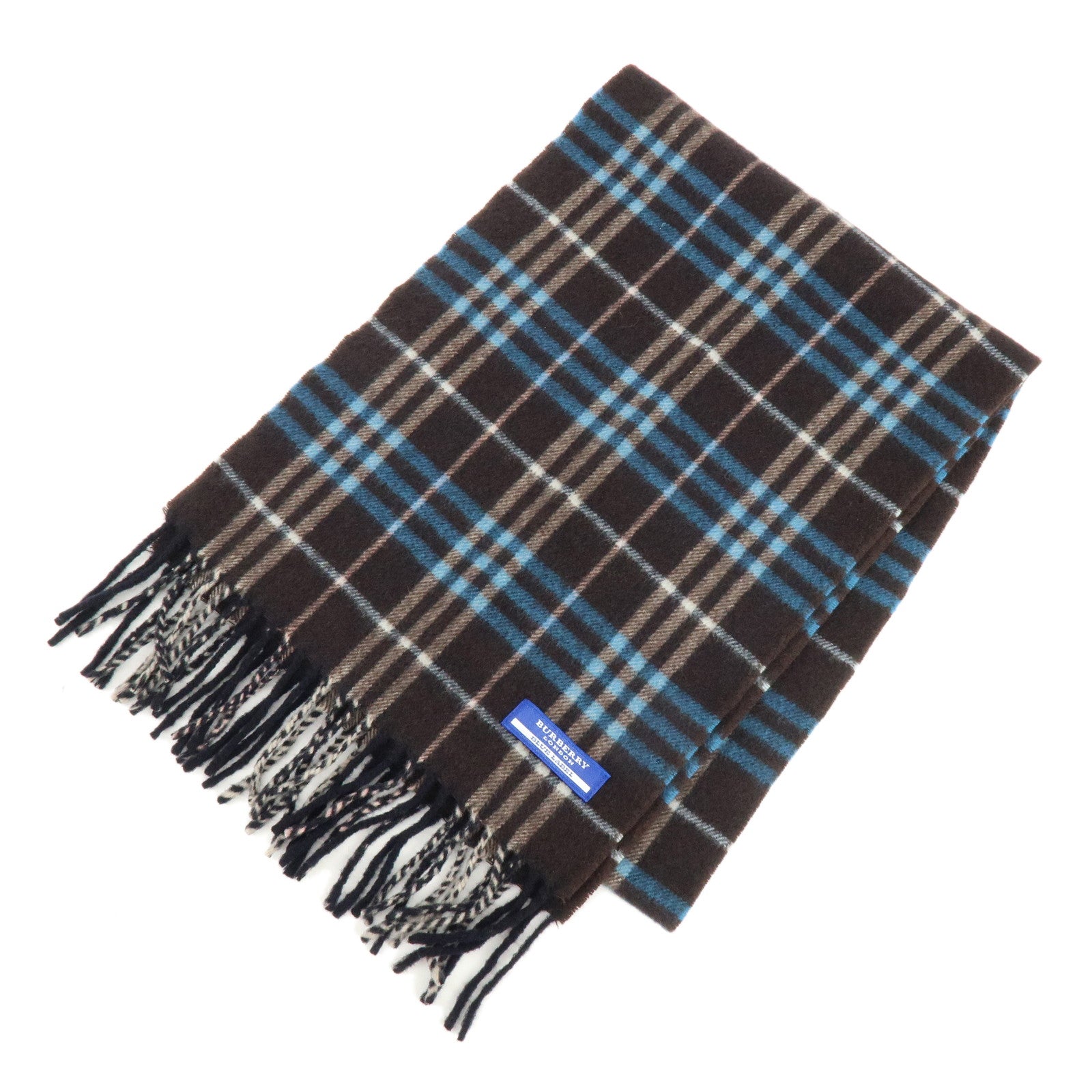 BURBERRY BLUE LABEL Wool 100% Scarf Dark Brown Blue