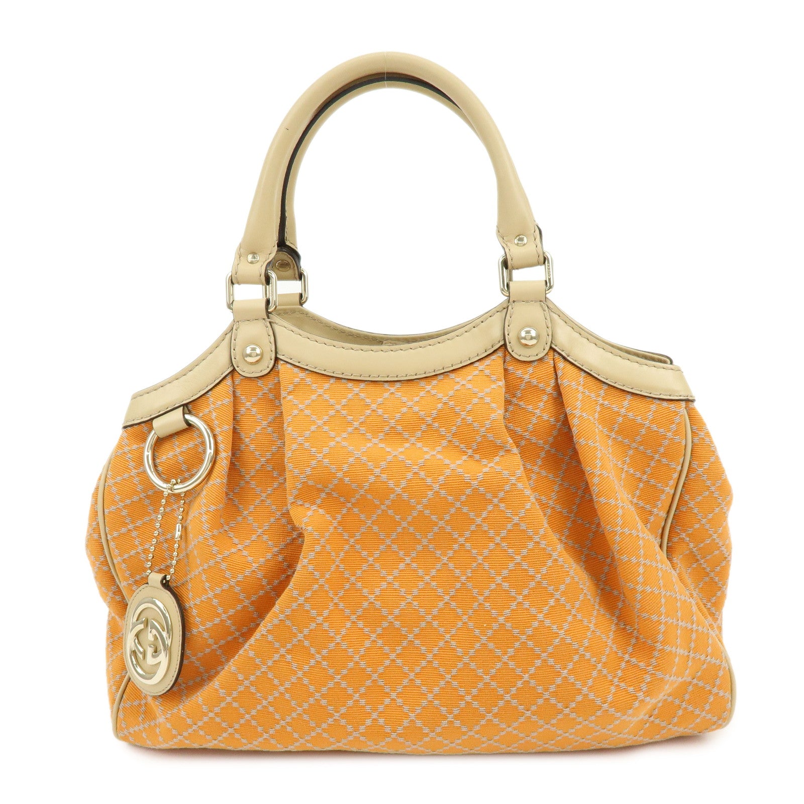 GUCCI Sukey Interlocking G Diamante Canvas Leather Hand Bag 211944