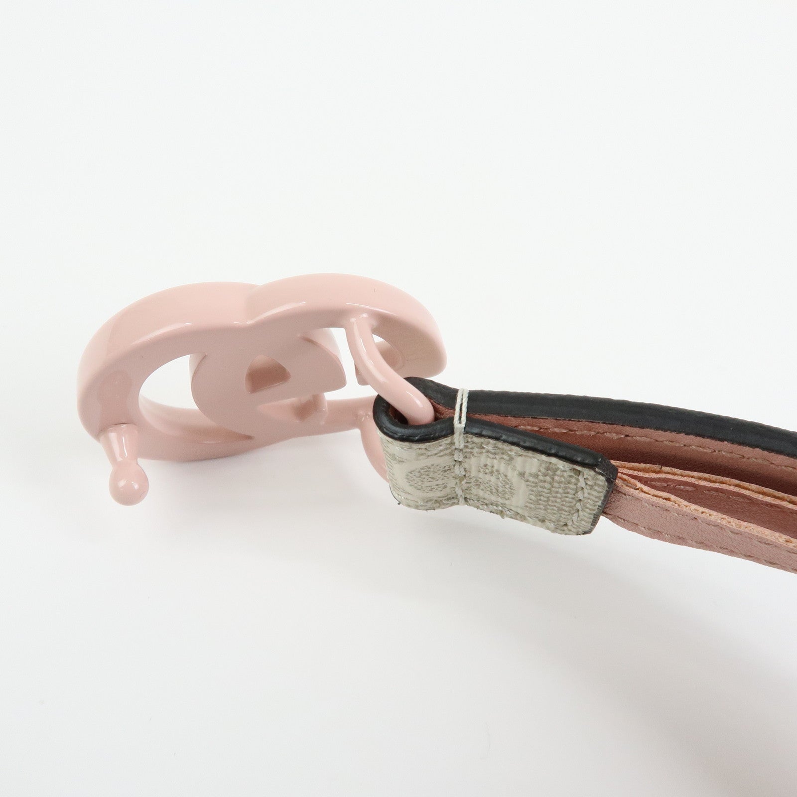 GUCCI Double G GG Spreme Leather Belt Greige White Pink 409417