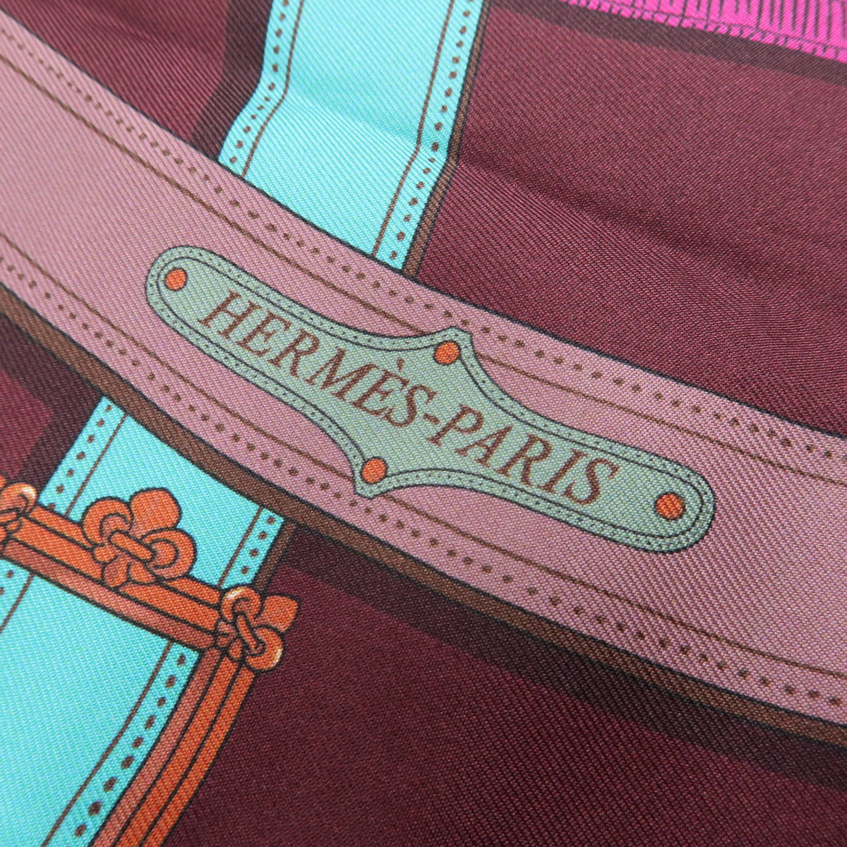 HERMES Maxi Twilly Silk 100% Scarf CAVALCADOUR Puple Multicolor