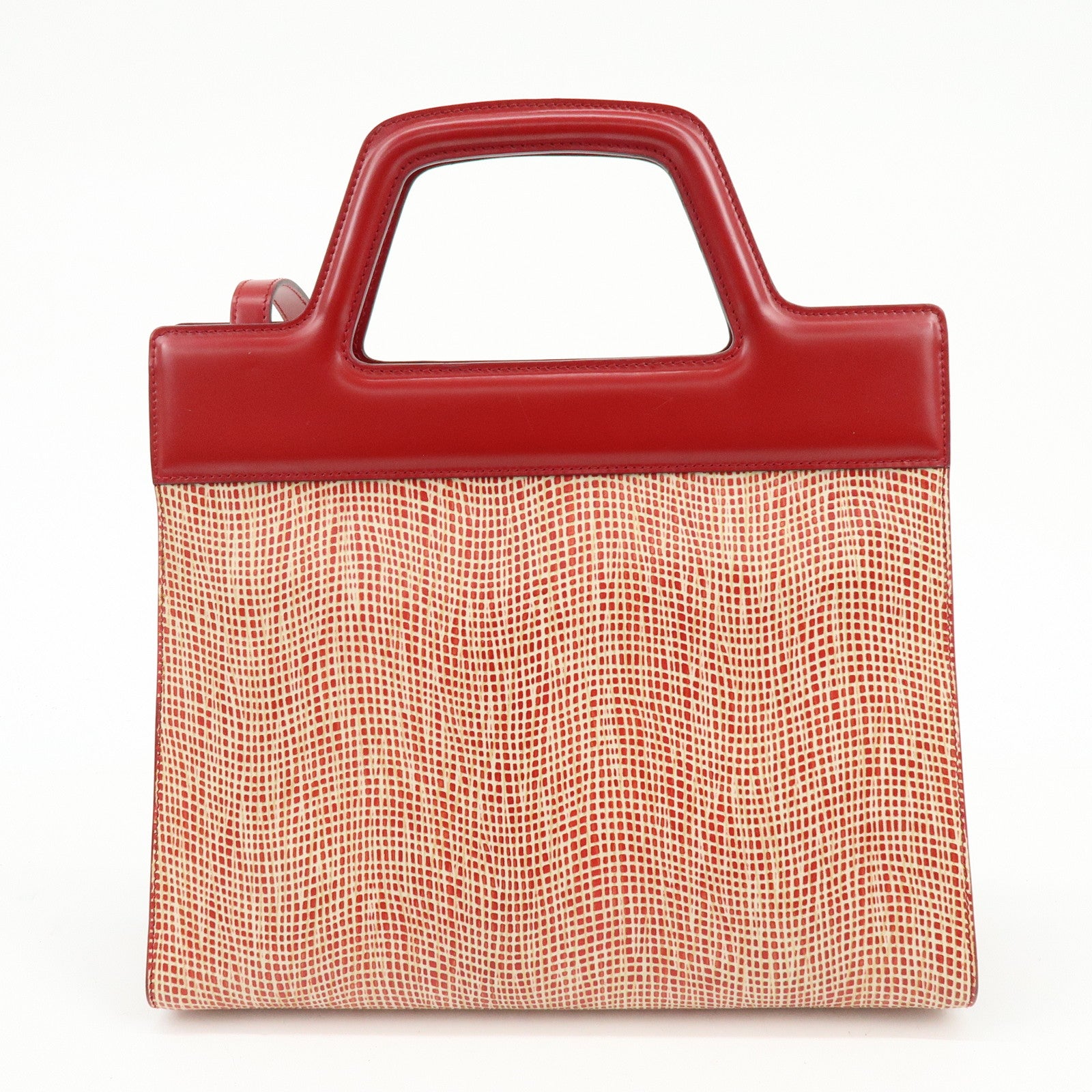 Ferragamo Gancini Leather 2Way Bag Hand Bag Shoulder Bag Red