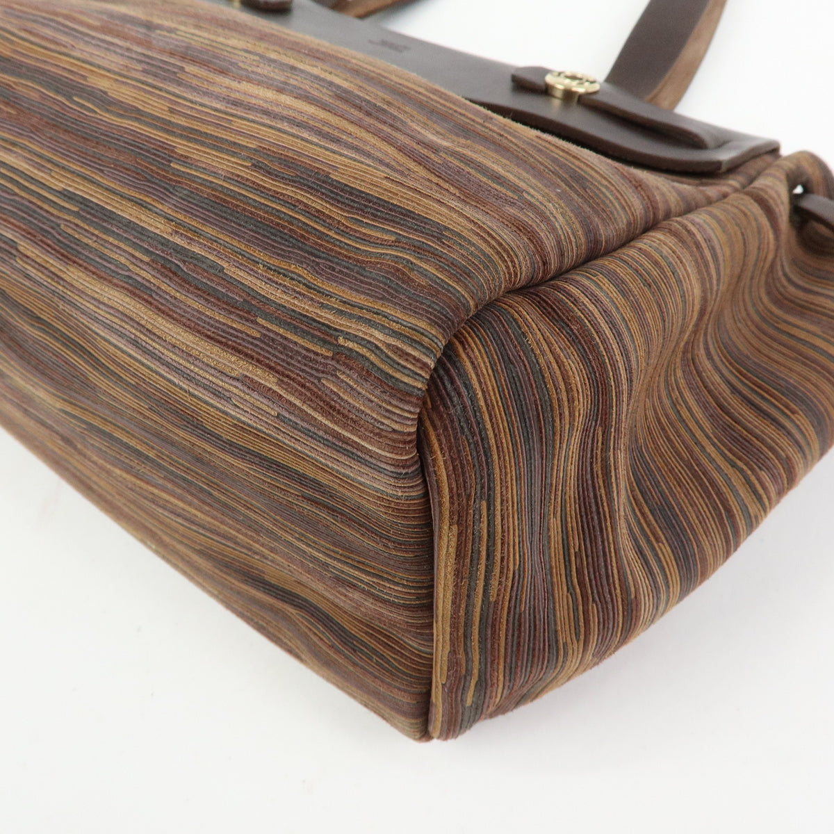 HERMES Herline Cabas PM Vivrato Leather Hand Bag □G Stamped Brown Black