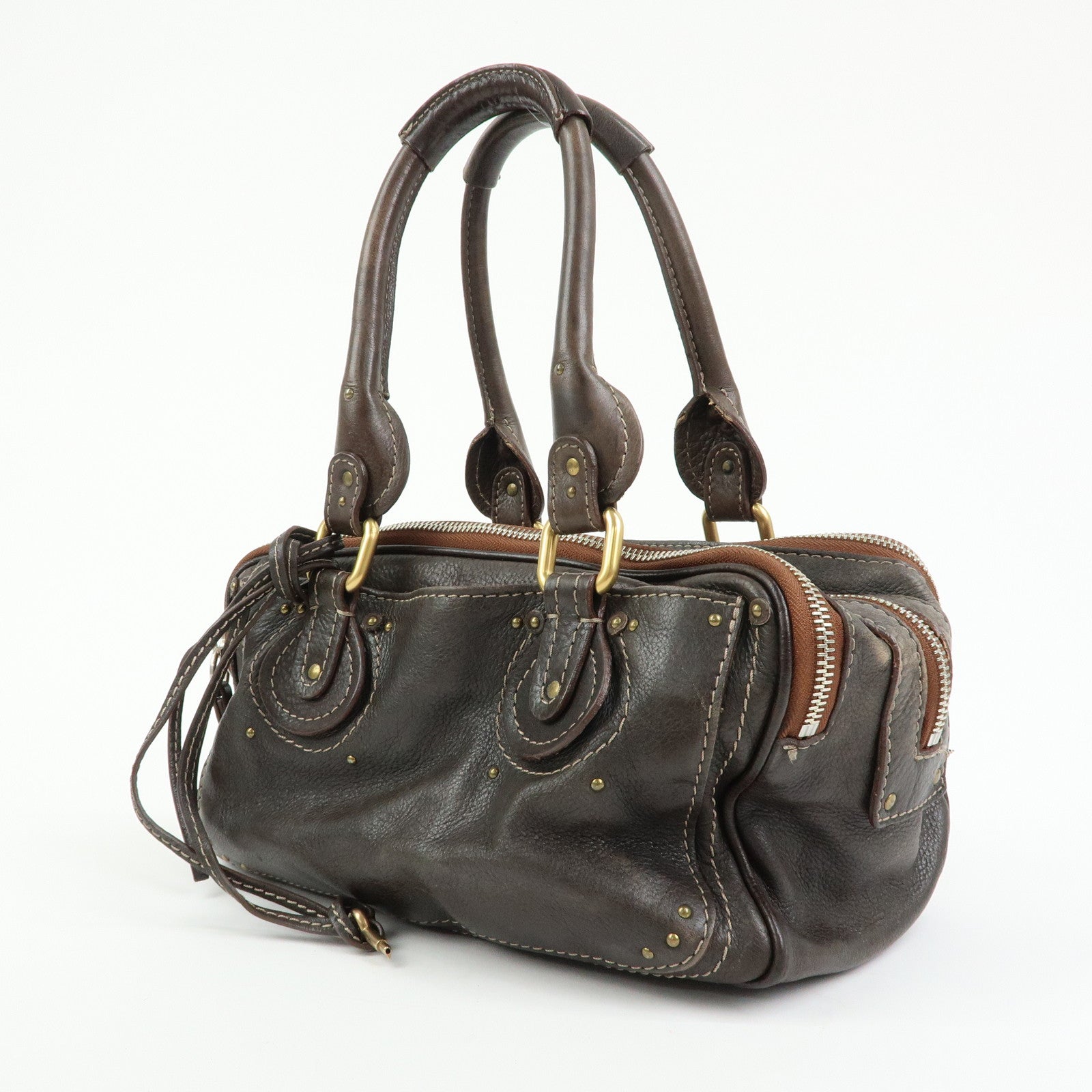 Chloe Paddington Leather Mini Hand Bag Shoulder Bag Brown