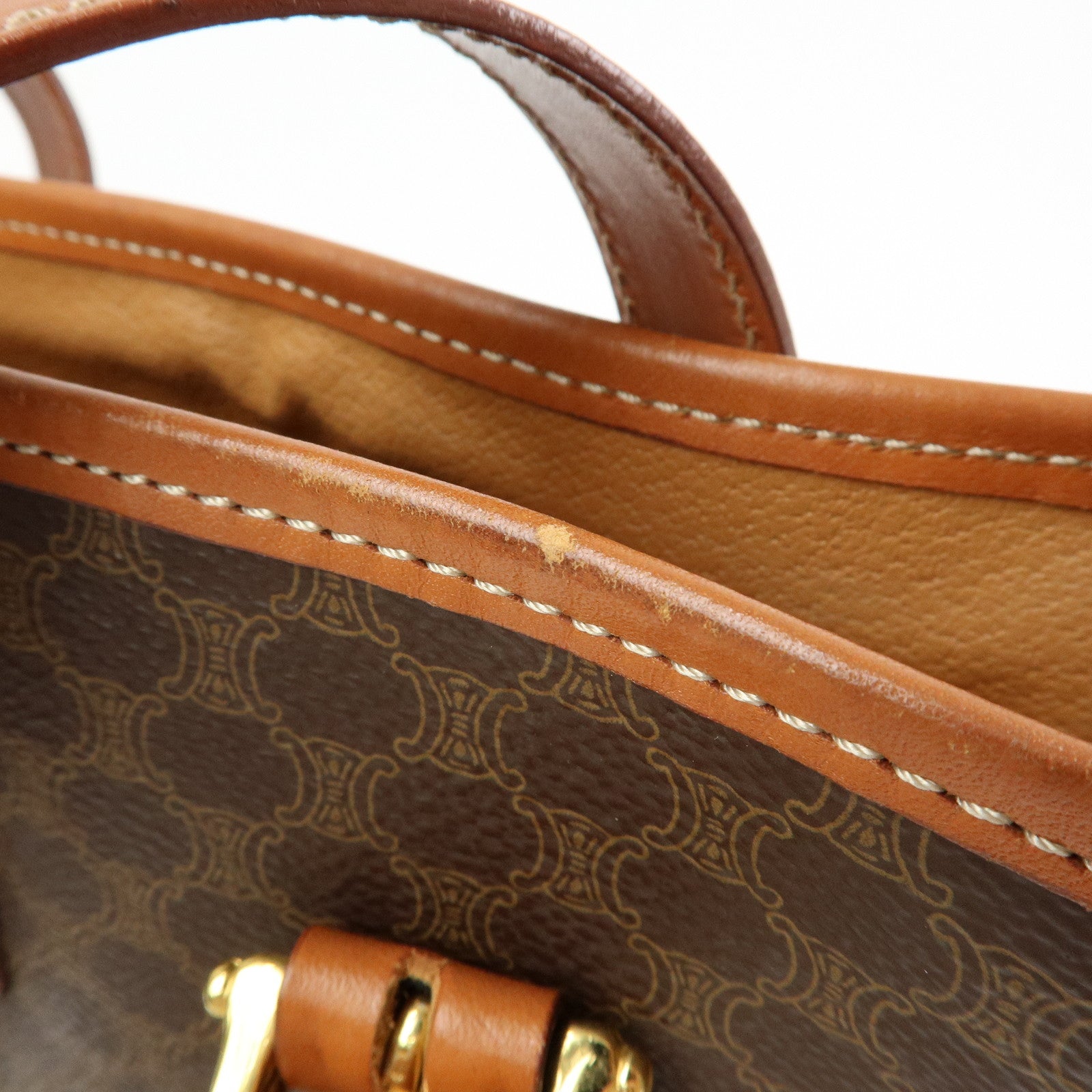 CELINE Macadam PVC Leather Tote Bag Hand Bag Shoulder Bag Brown