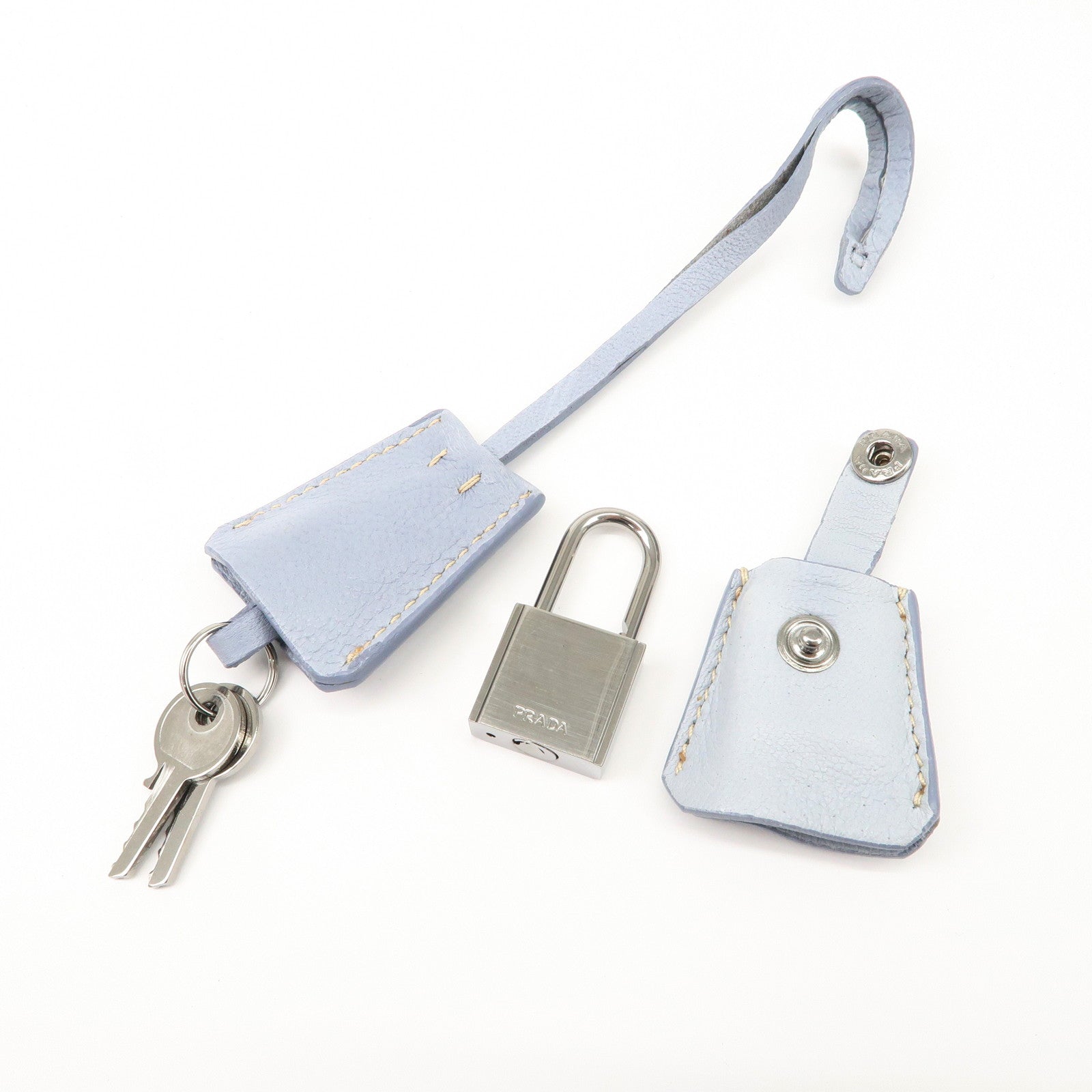 PRADA Logo Leather Shoulder Bag Hand Bag Blue BL094F Used