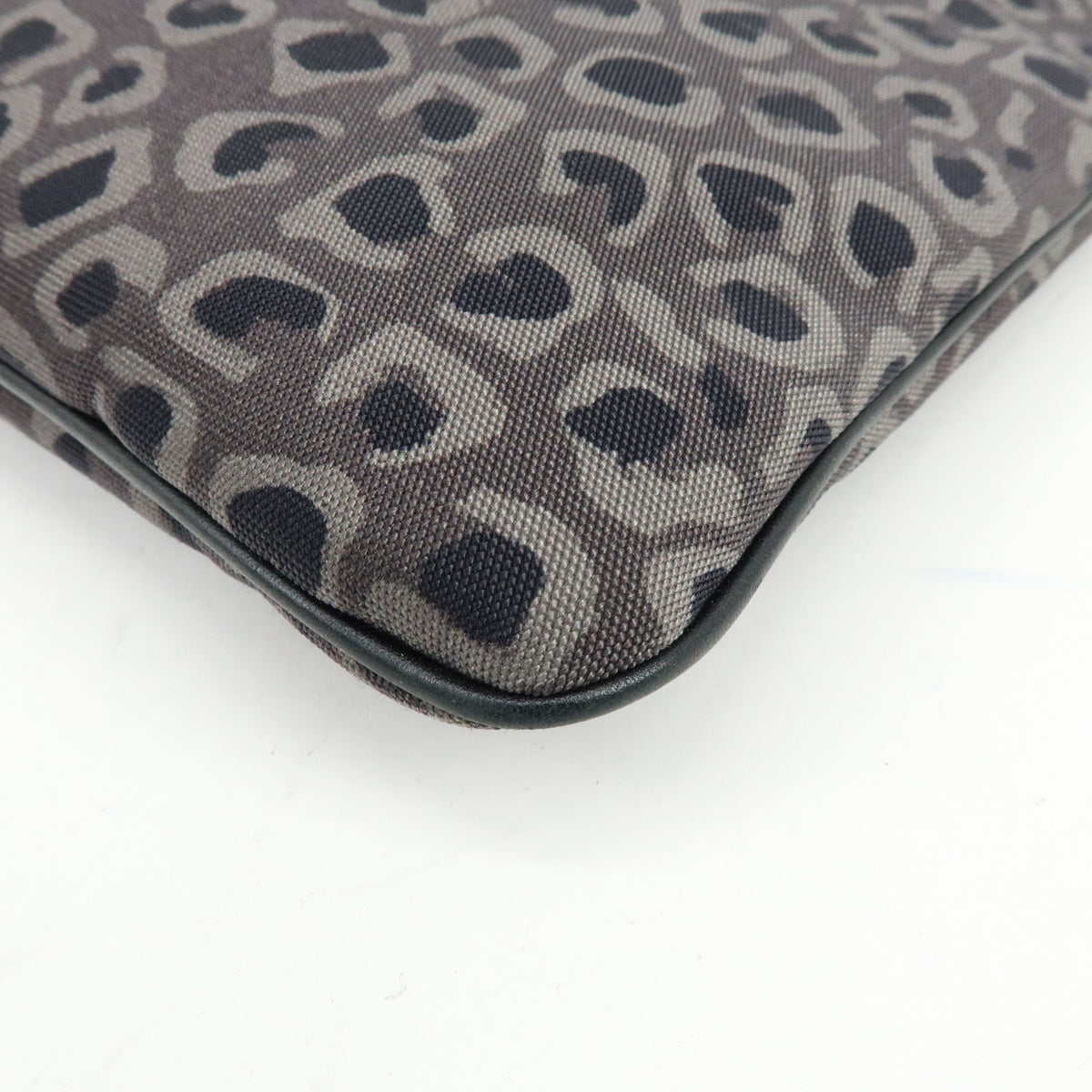 GUCCI Canvas Leather Clutch Bag Leopard Grey Black 353478