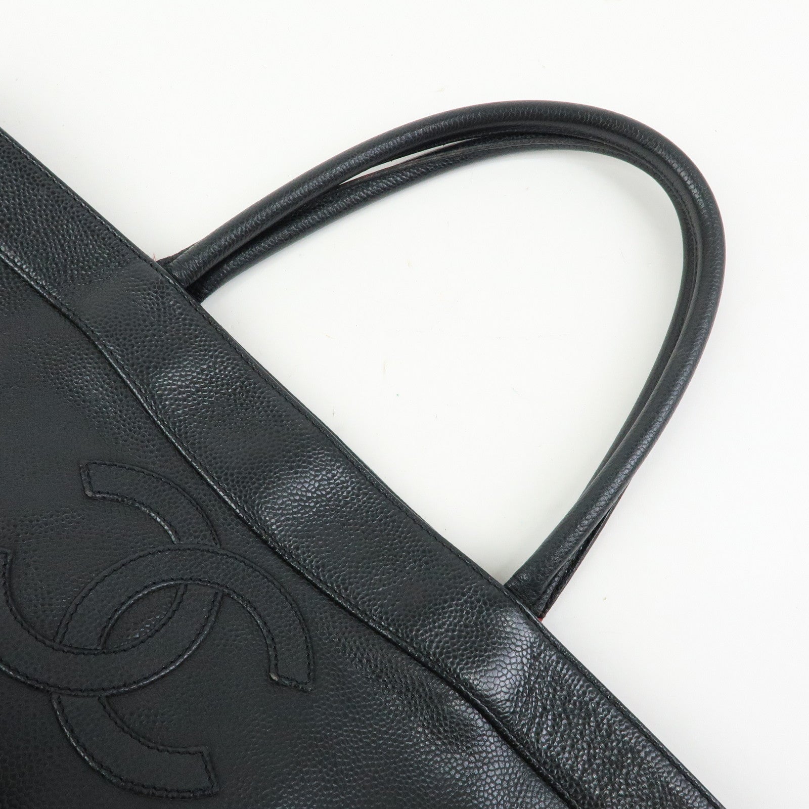 CHANEL COCO Mark Caviarskin Tote Bag Shoulder Bag Black