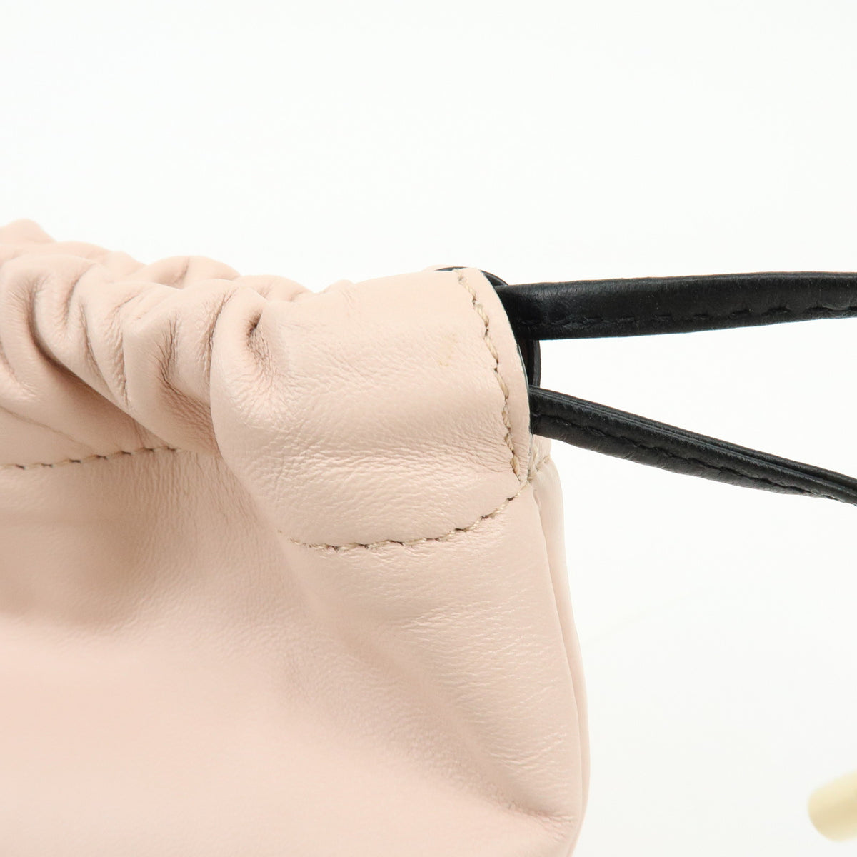 FENDI Logo Nappa Leather Drawstring Shoulder Bag Pouch Pink 8BT337
