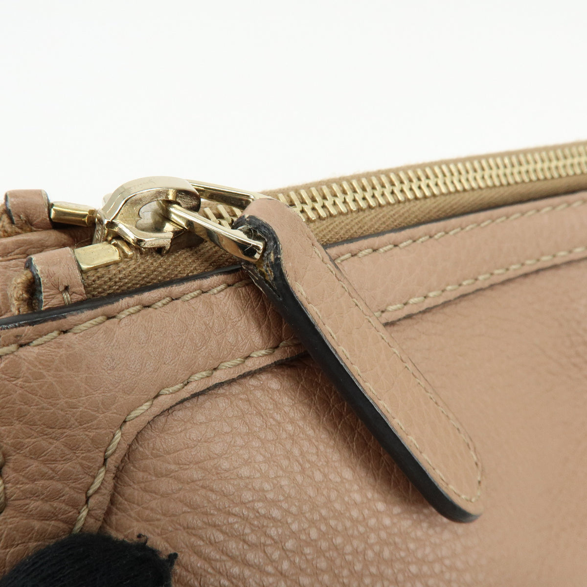 GUCCI Bamboo Leather Shoulder Bag Tassel Charm Pink Beige 269949