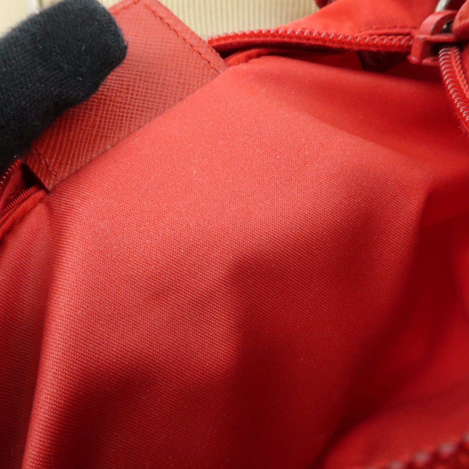 PRADA Triangle Logo Nylon Shoulder Bag Crossbody Bag Red Beige B7372
