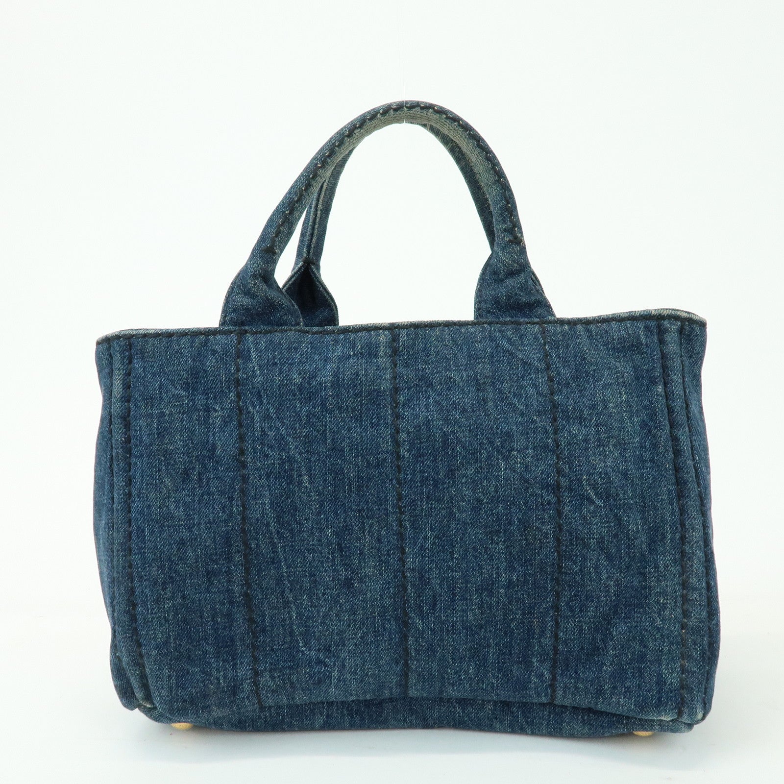 PRADA Triangle Logo Canapa Mini Denim Tote Bag Denim Blue BN2439