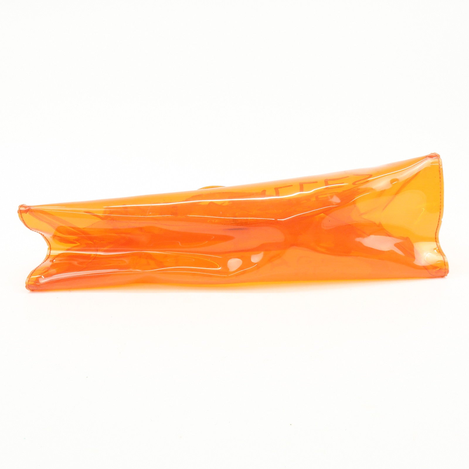 HERMES Kelly Vinyl Hand Bag Clear Orange