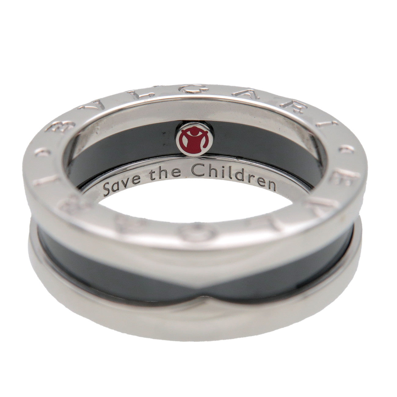 BVLGARI B-Zero1 Save the Children Ring SV925 Black Ceramic #50 US5.25