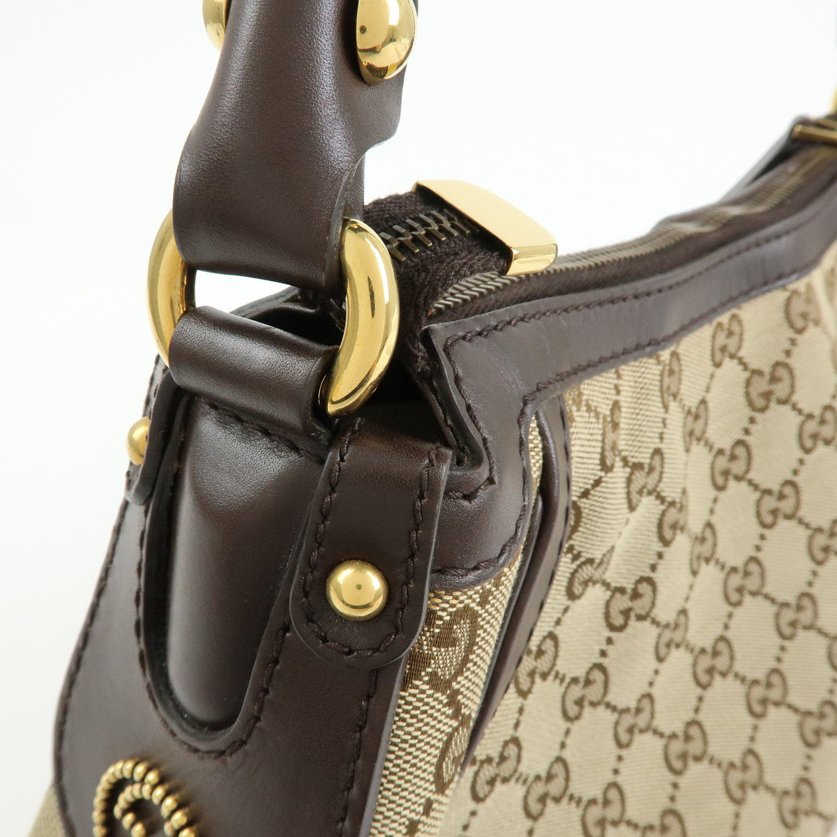GUCCI Scarlett Interlocking G GG Canvas Leather Shoulder Bag 282298