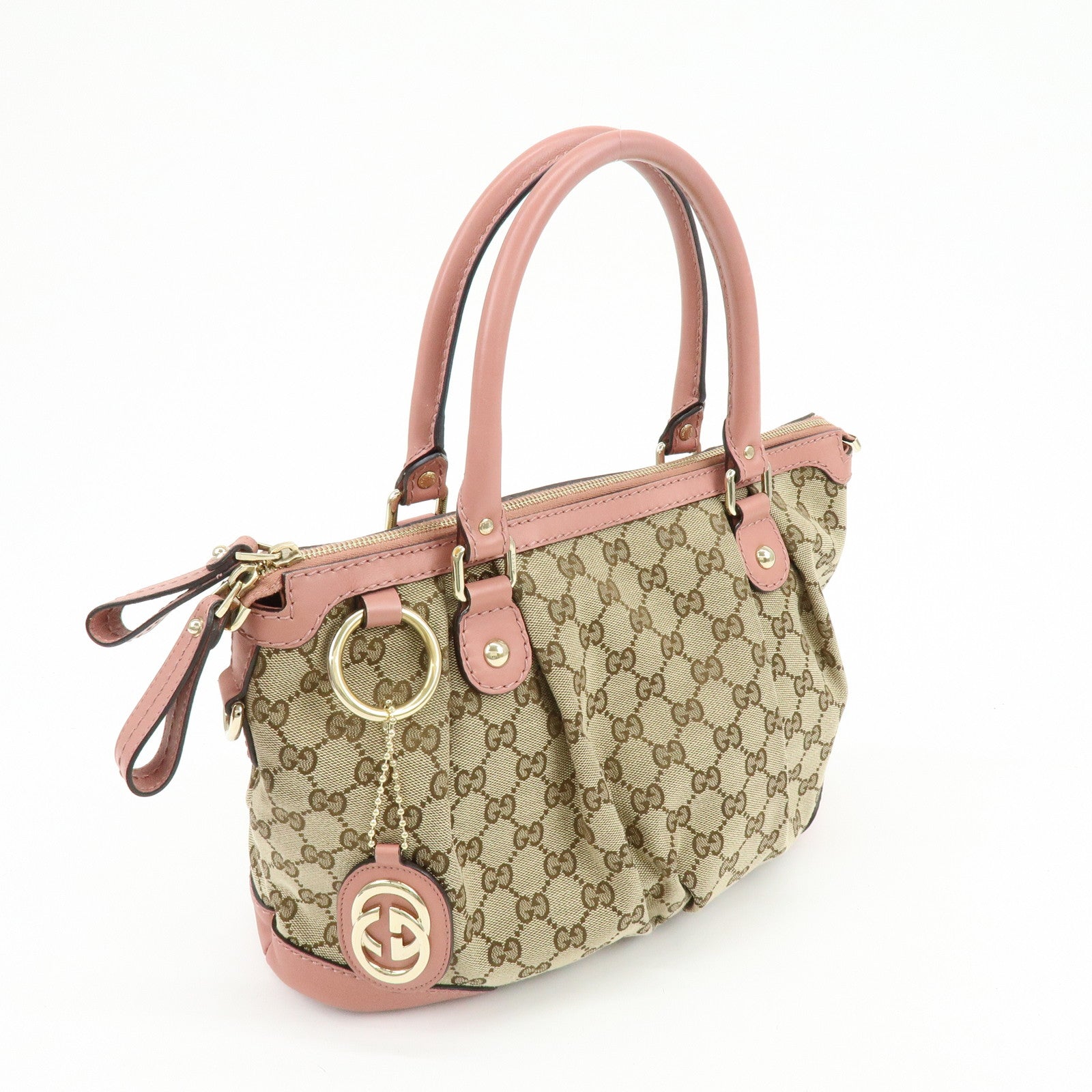 GUCCI Sukey GG Canvas Leather 2Way Shoulder Bag Pink 247902