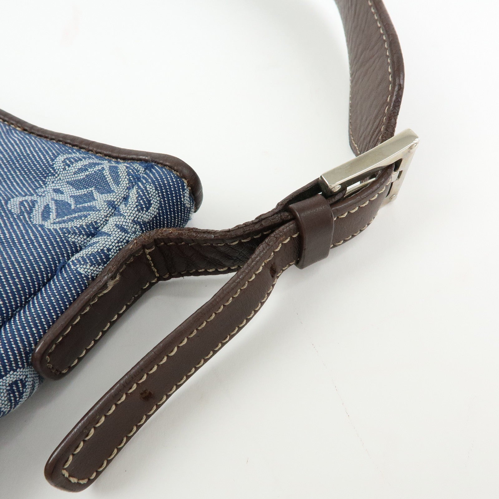 LOEWE Anagram Denim Leather Shoulder Bag Hand Bag Denim Brown