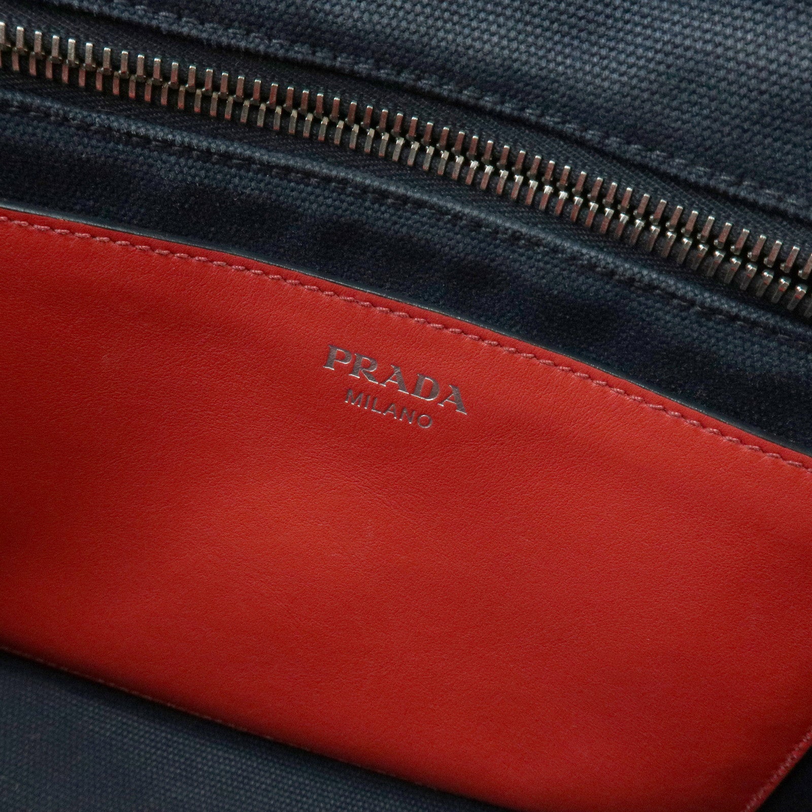 PRADA Canapa Mini Triangle Logo Denim Canvas 2Way Bag Navy 1BG439