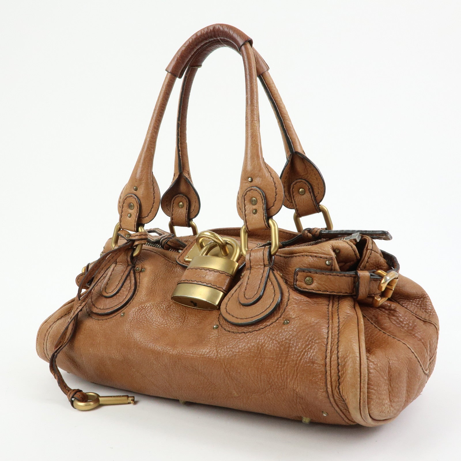 Chloe Paddington Medium Leather Hand Bag Shoulder Bag Brown