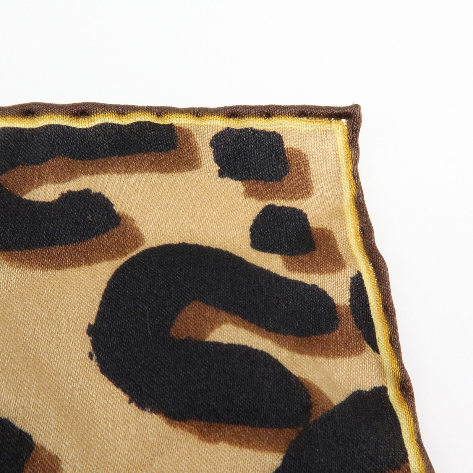 Louis Vuitton Monogram Silk 100% Scarf Shawl Leopard Pattern Brown