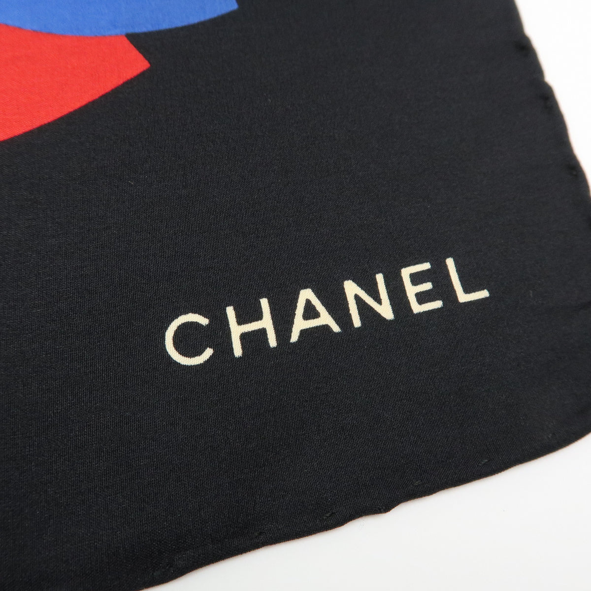 CHANEL COCO Mark Silk 100% Scarf Shawl Black Multicolor