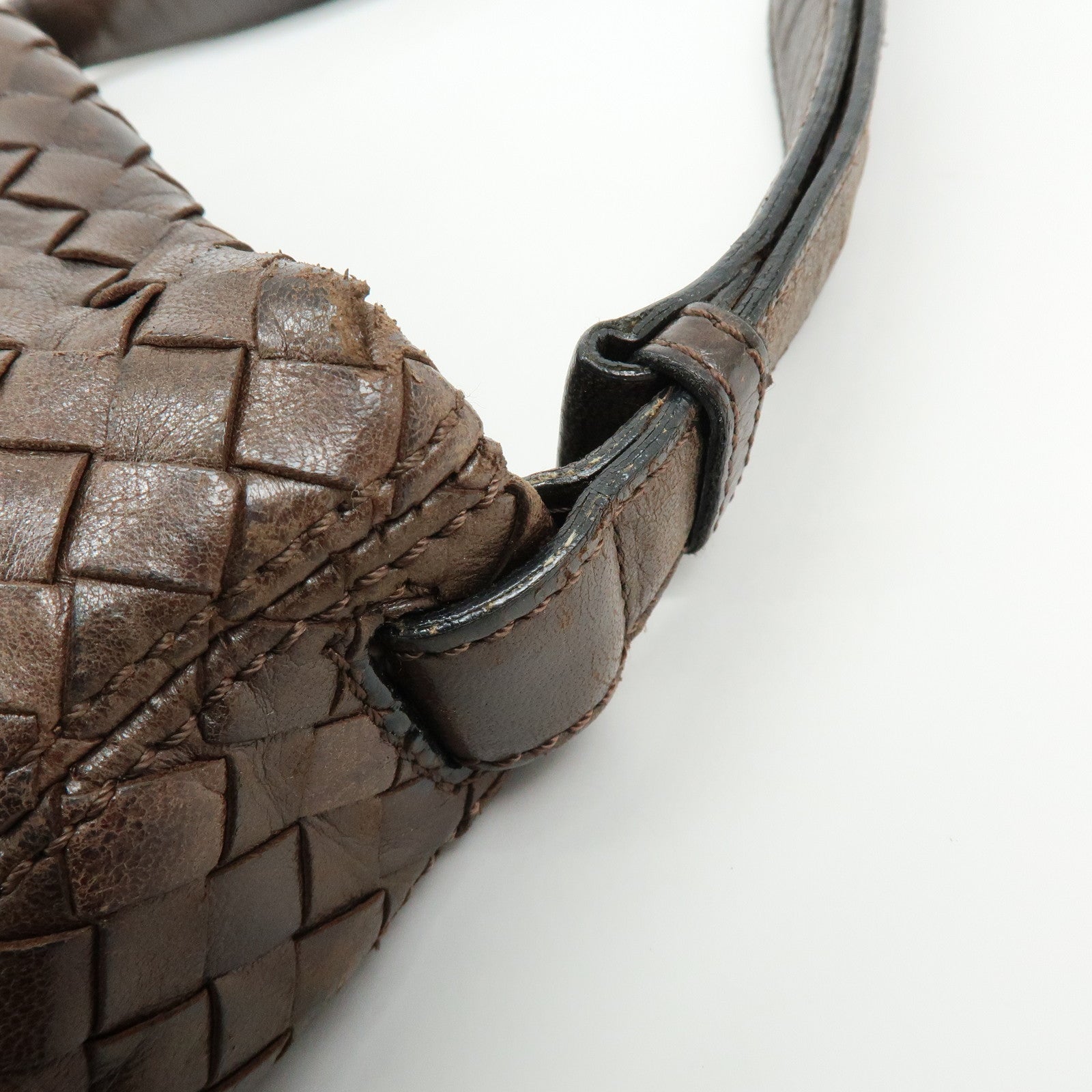 BOTTEGA VENETA Intrecciato Leather Shoulder Bag Hand Bag Brown