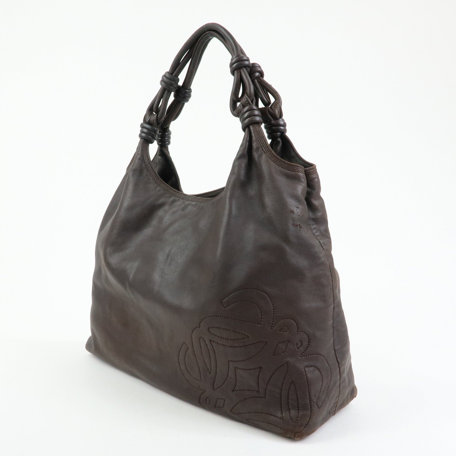 LOEWE Anagram Nappa Leather Shoulder Bag Tote Bag Brown