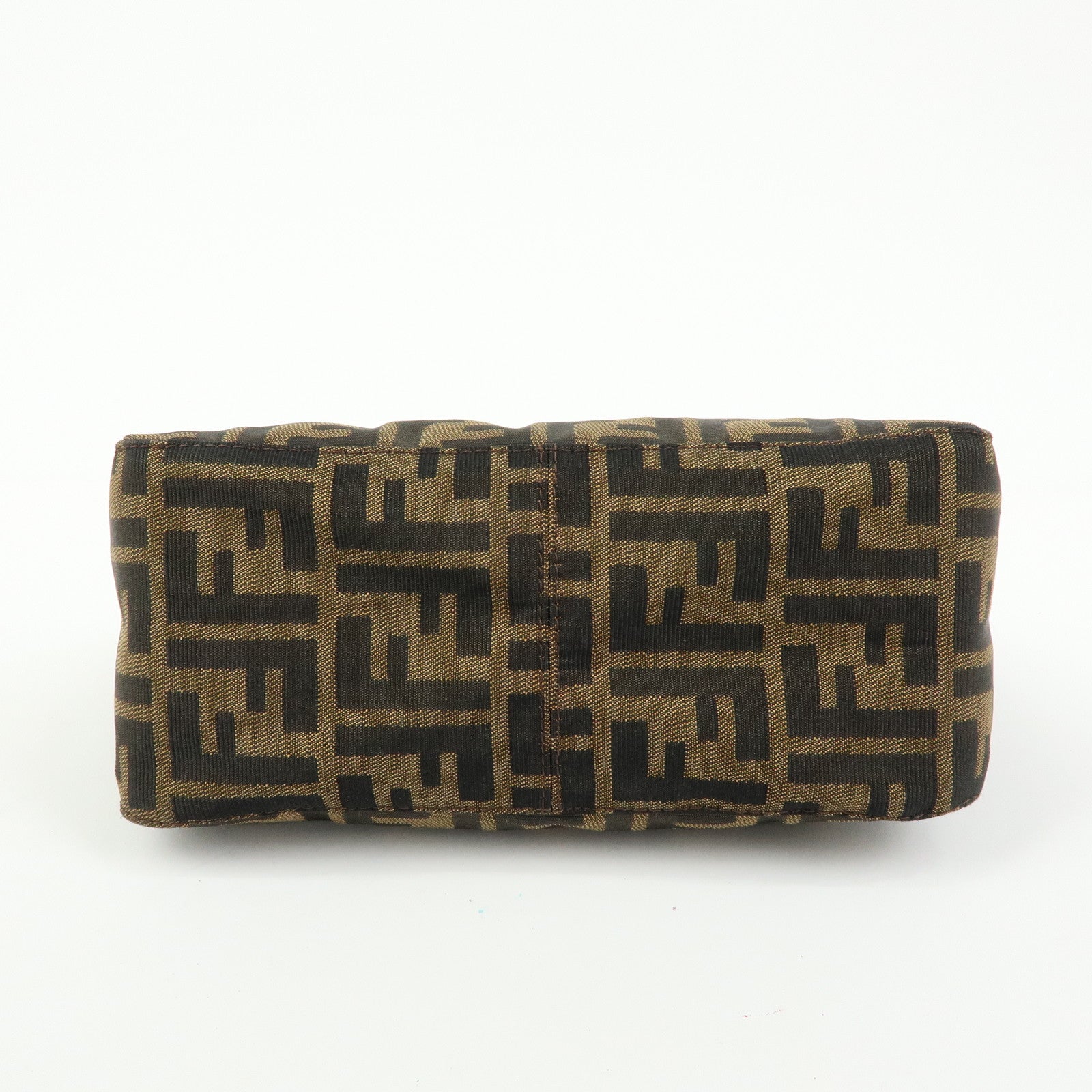 FENDI Zucca Canvas Leather Hand Bag Accessory Pouch Brown Blue 8N0005