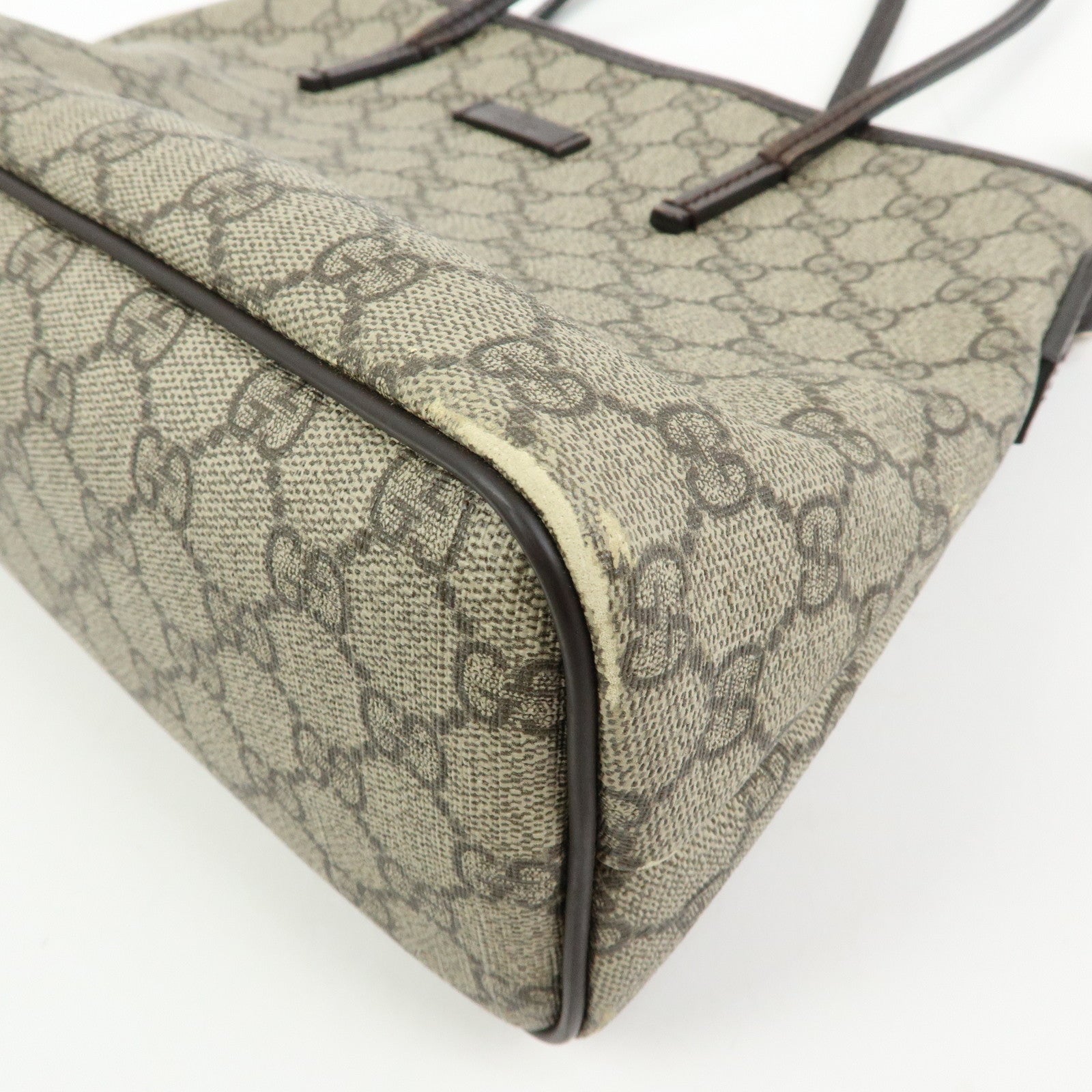 GUCCI GG Supreme Leather 2Way Bag Hand Bag Brown Beige 353440