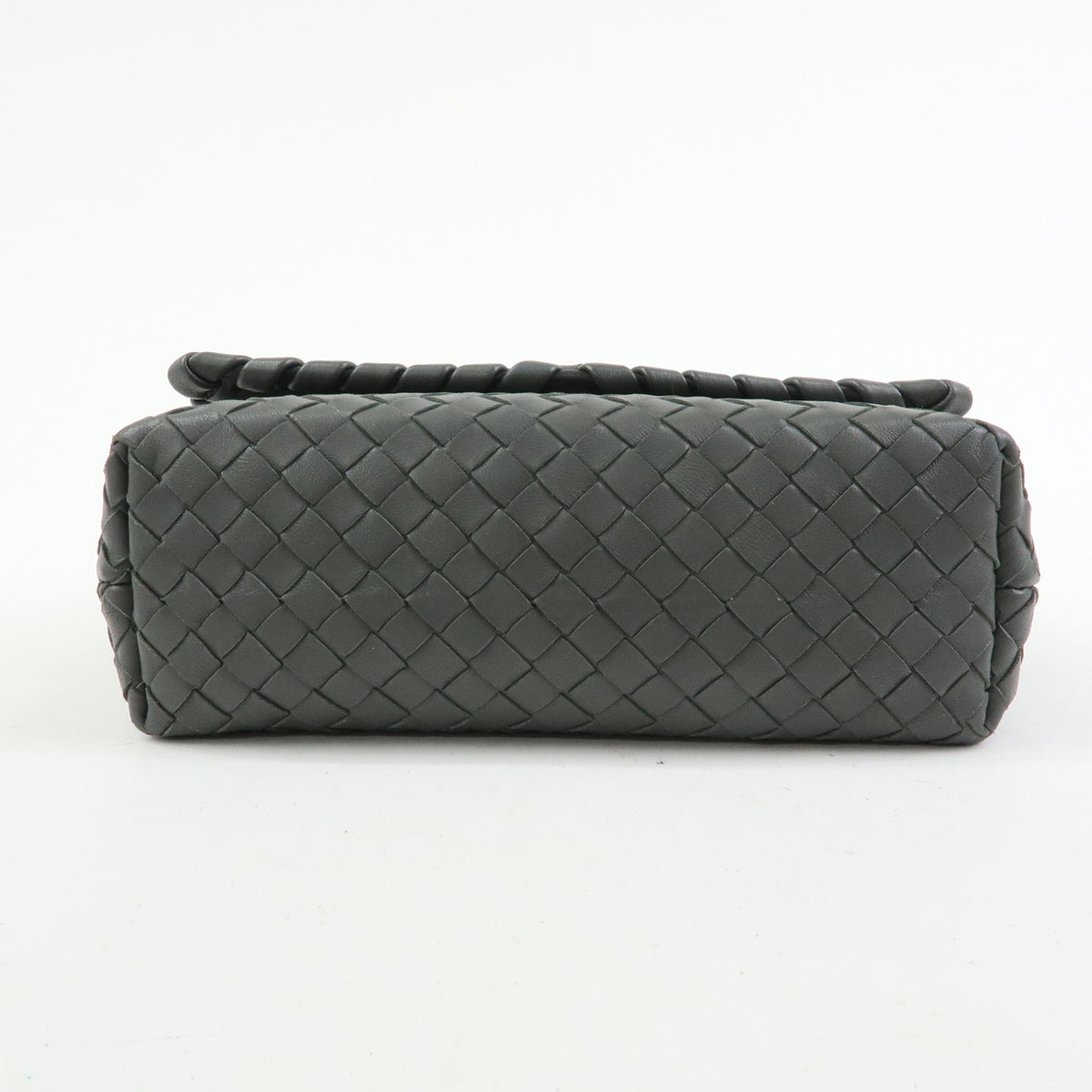 BOTTEGA VENETA Intrecciato Small Olimpia Chain Shoulder Bag Gray