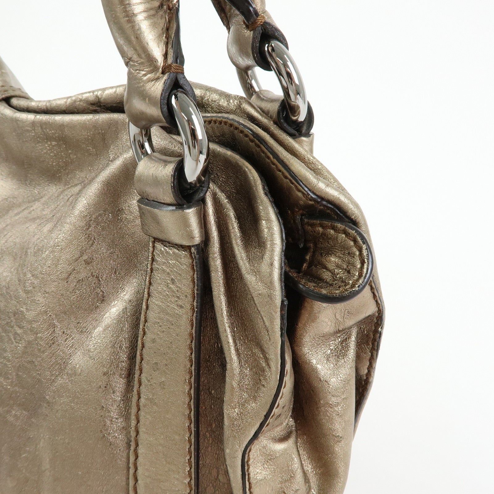 Celine Bittersweet Leather Shoulder Bag Hand Bag Hobo Bag Gold