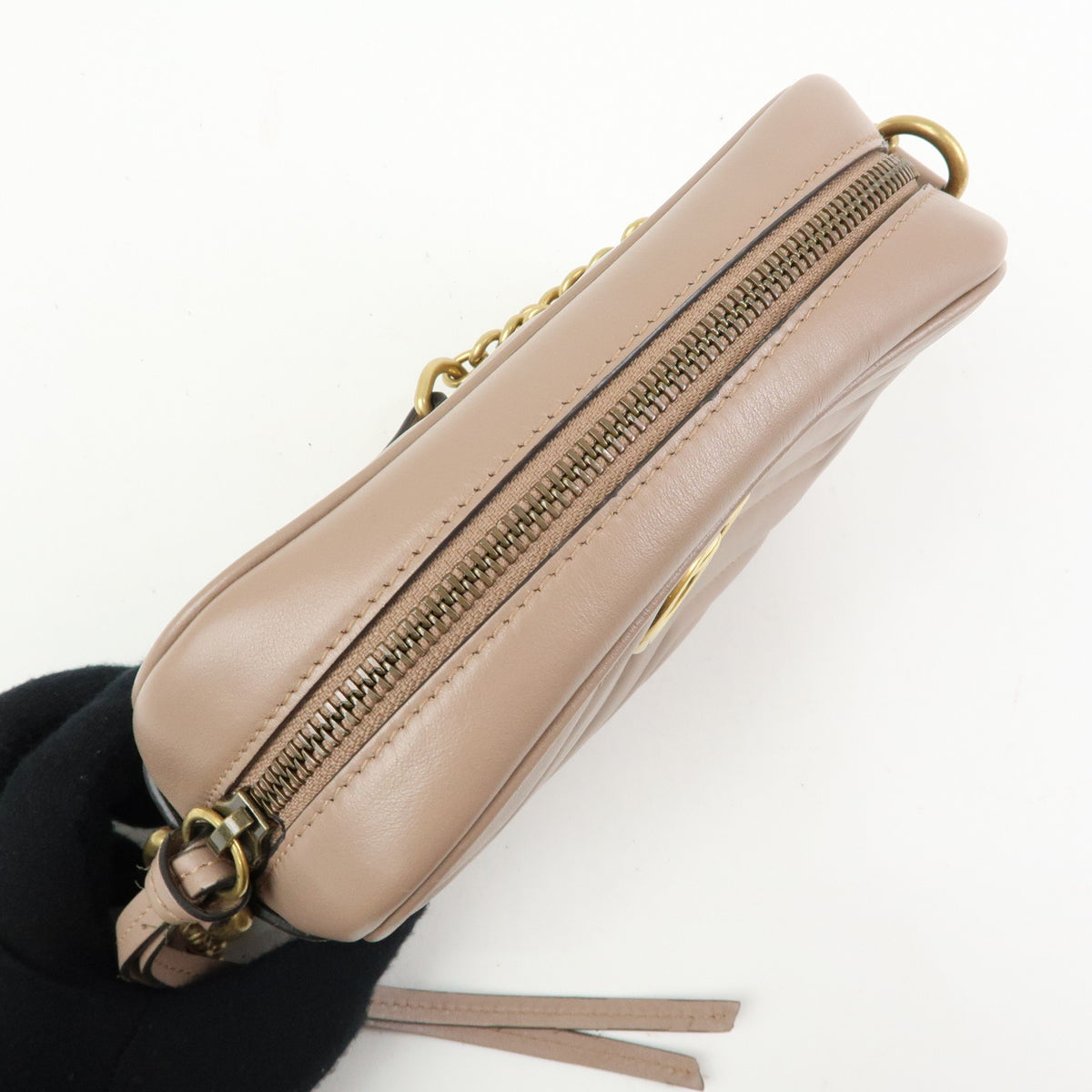 GUCCI GG Marmont Double G Leather Chain Shoulder Bag Pink 448065