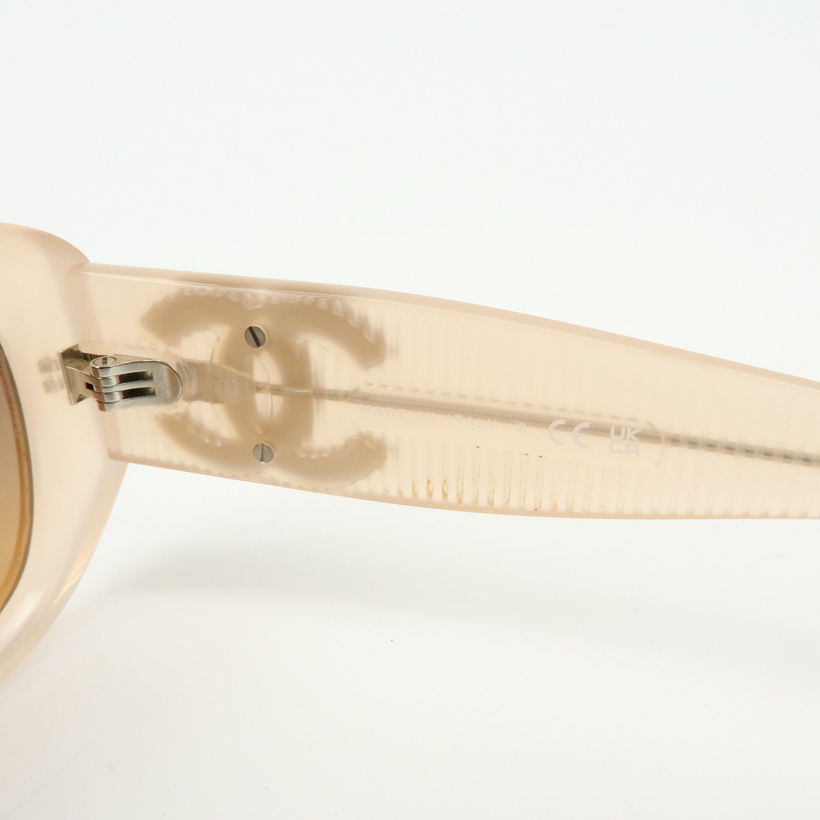 CHANEL COCO Mark Plastic Sunglasses Pink Brown 5493-A