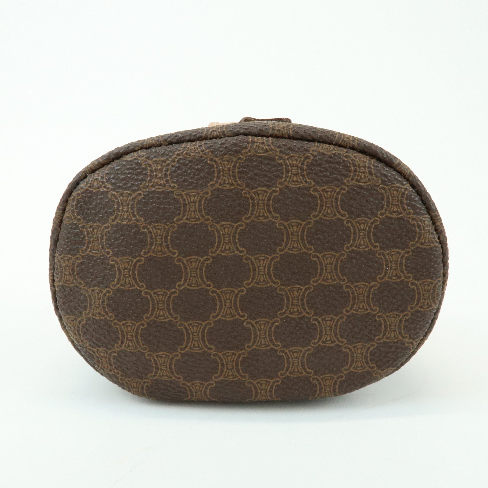 CELINE Macadam PVC Canvas Leather Mini Pouch Vanity Bag Brown